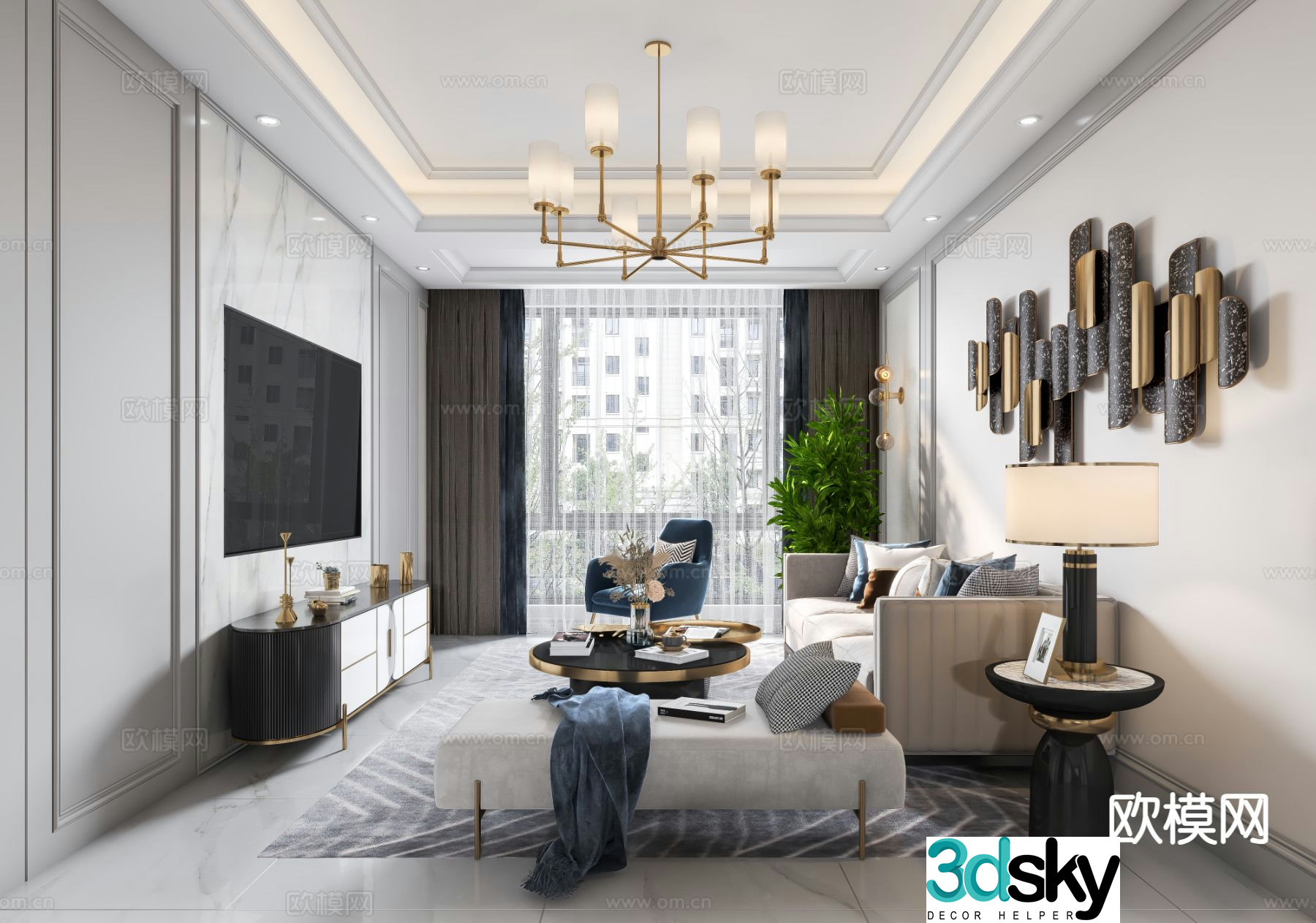 Light luxury restaurant 3D model