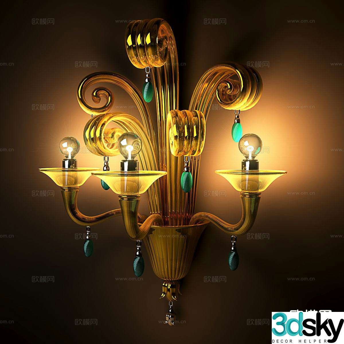 European style wall lamp candlestick wall lamp 3d model