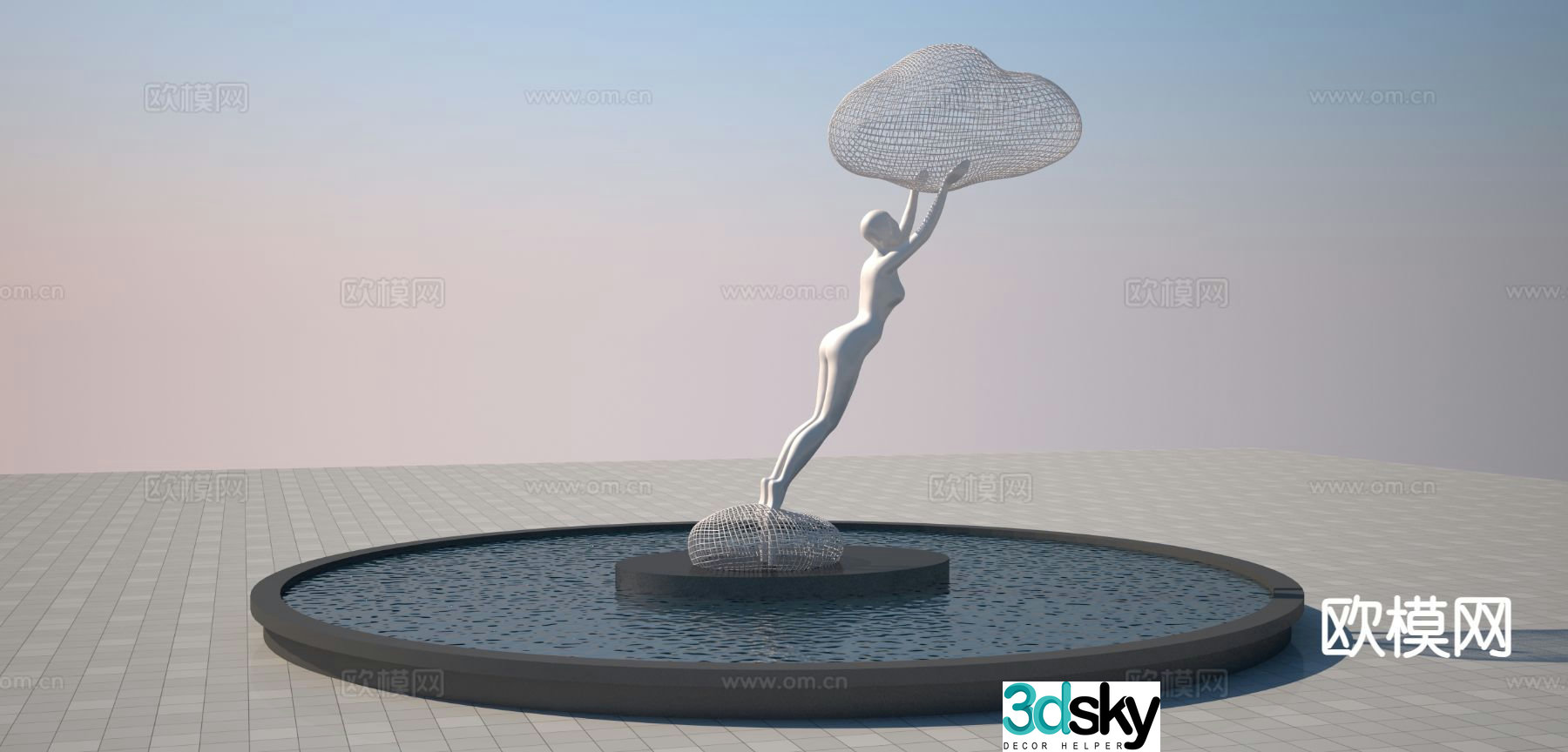 Woven cloud sculpture figure sculpture 3d model