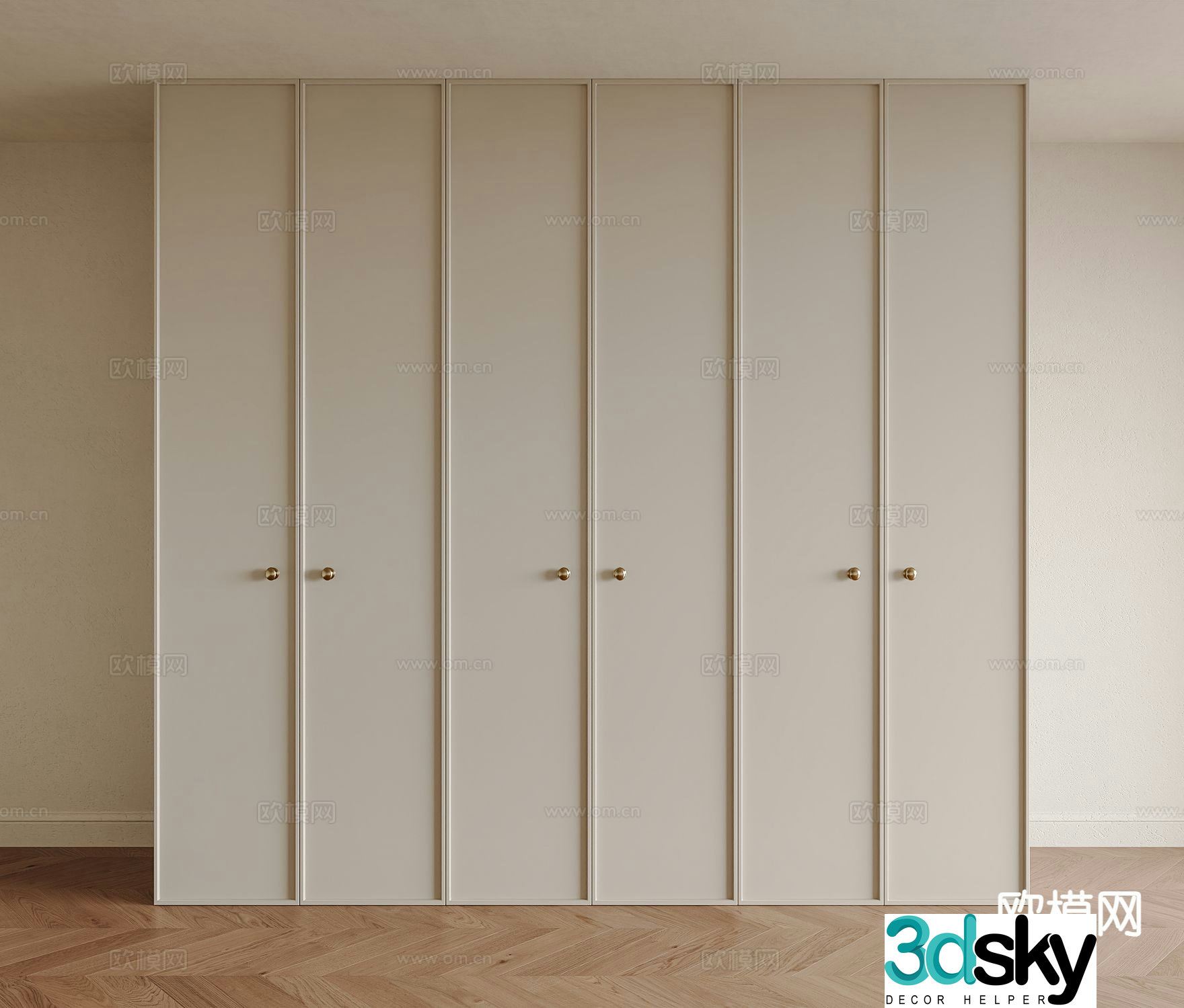 Cream style wardrobe wardrobe 3d model