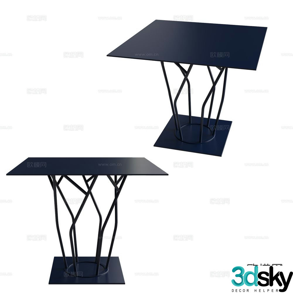 Castil dining table square table 3d model