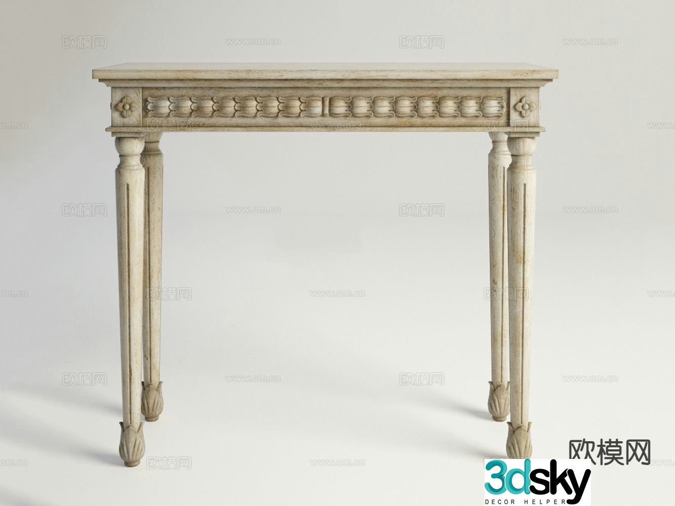 American style end view table 3D model