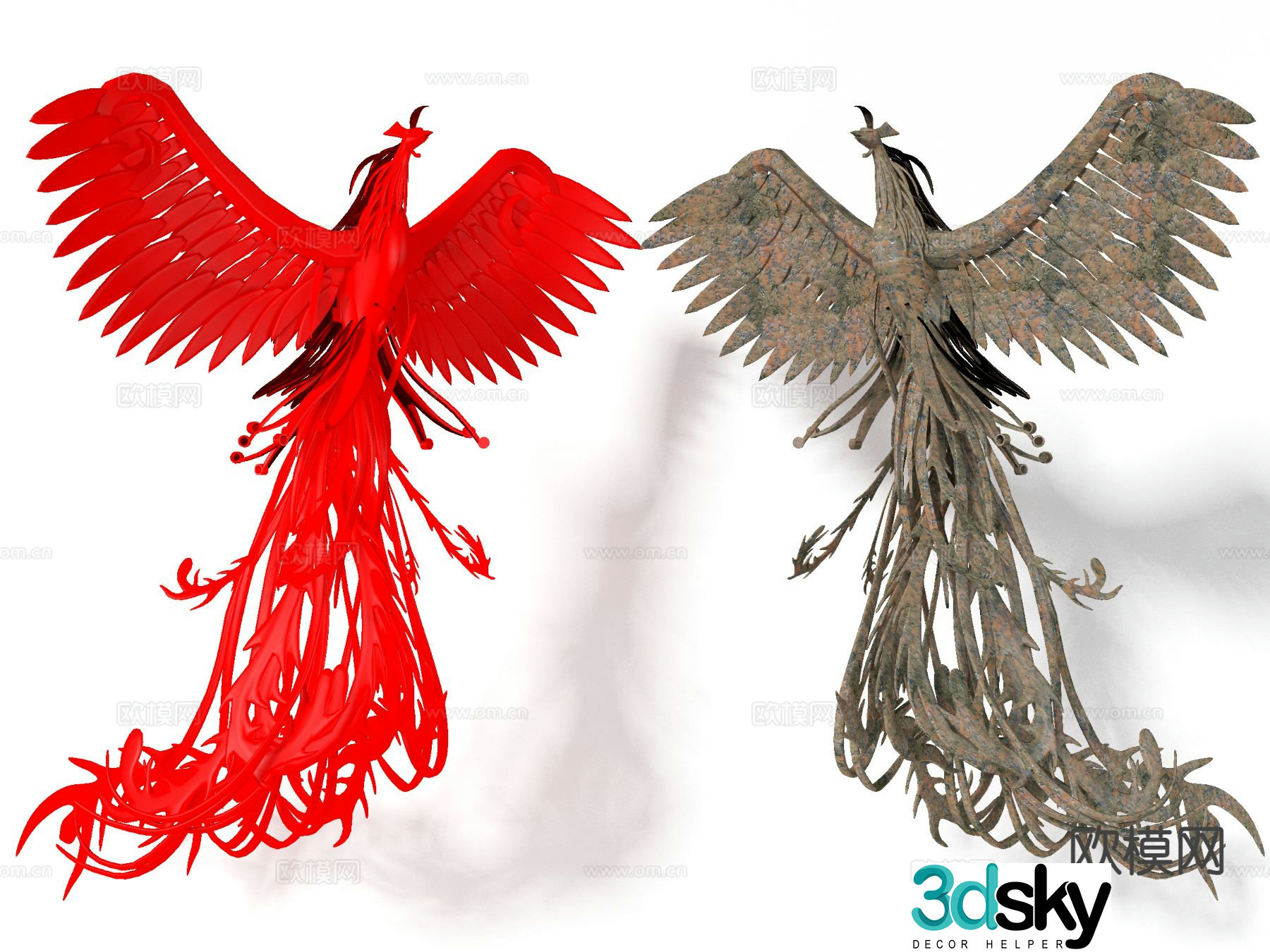 Phoenix sculpture old statue 3d model