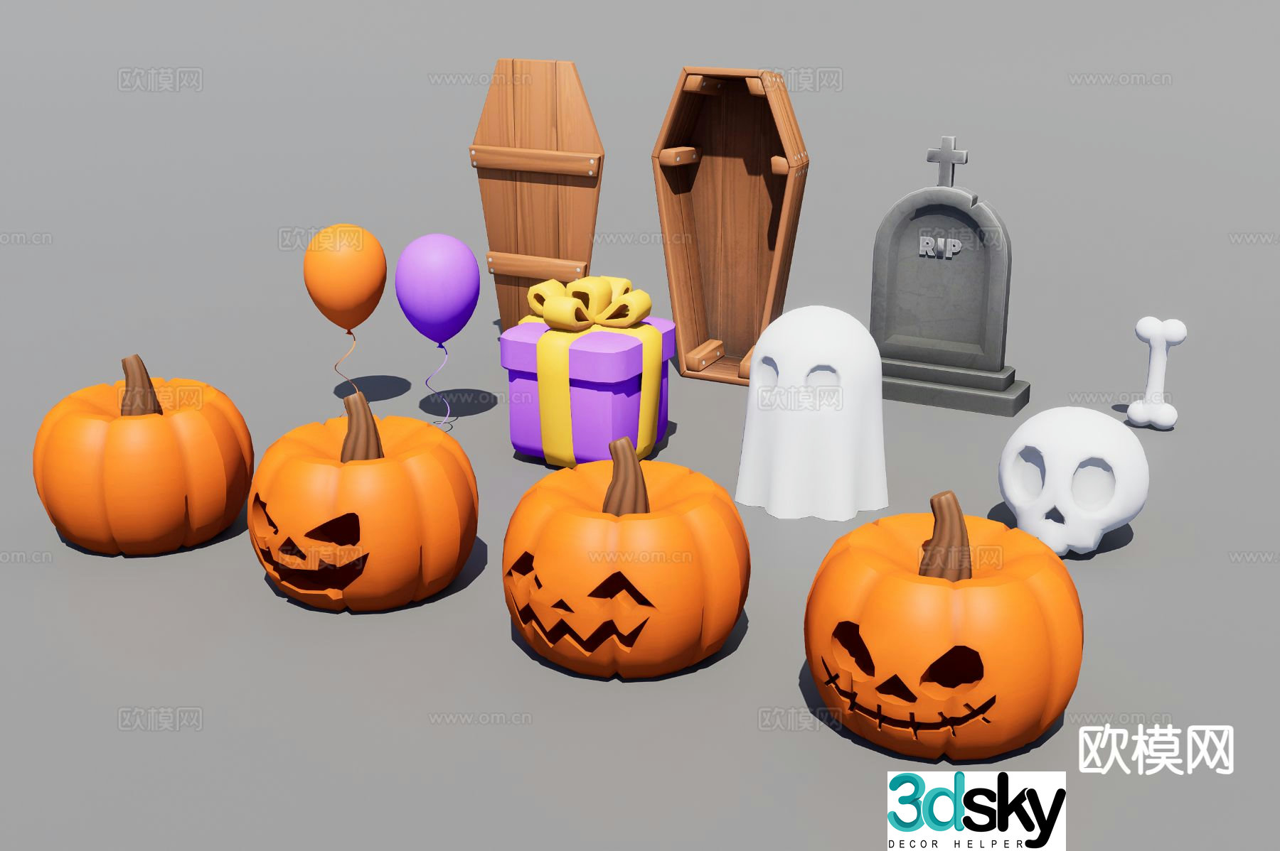 Halloween ornaments pumpkin head trendy ornaments 3d model