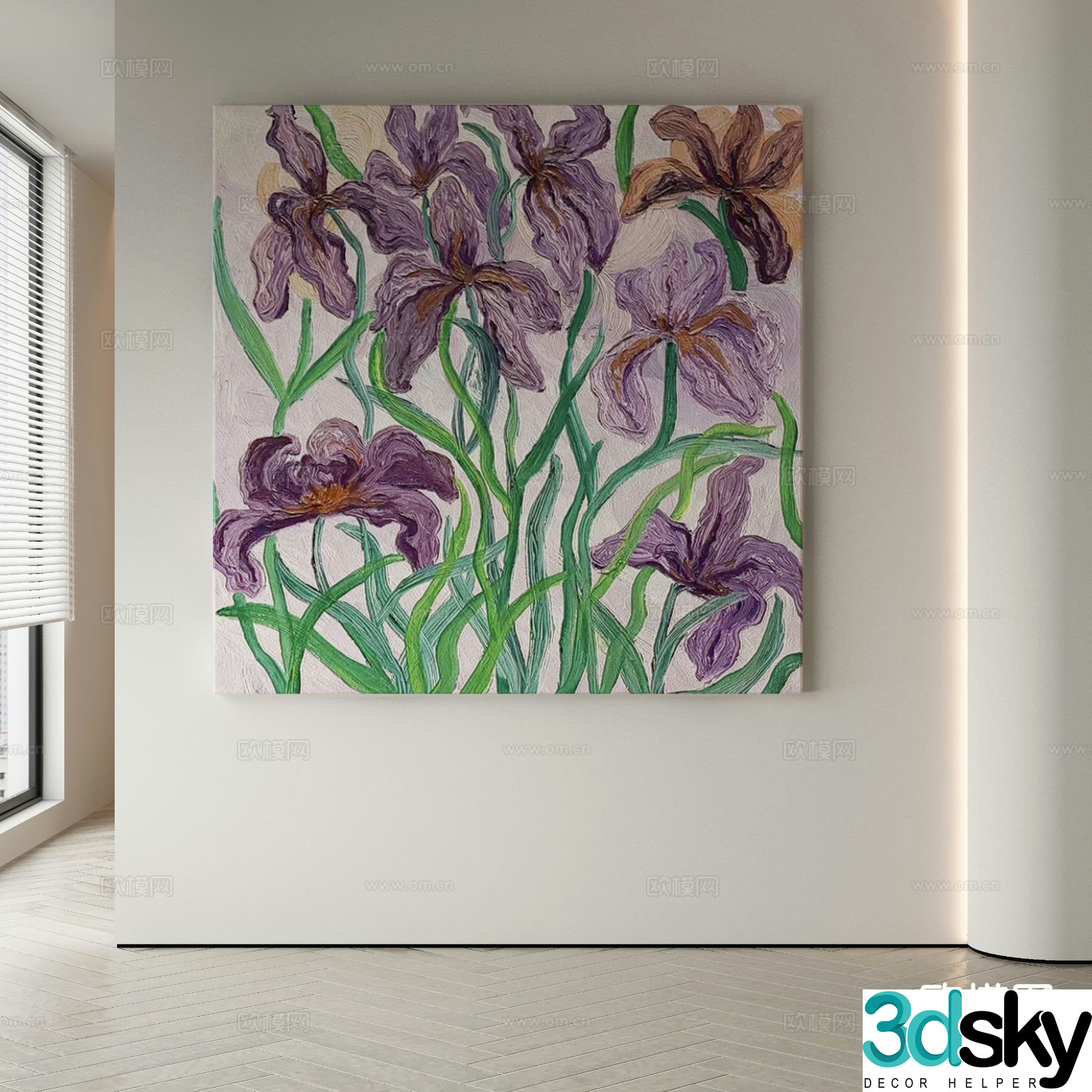 Modern oil painting flower painting decorative painting 3d model