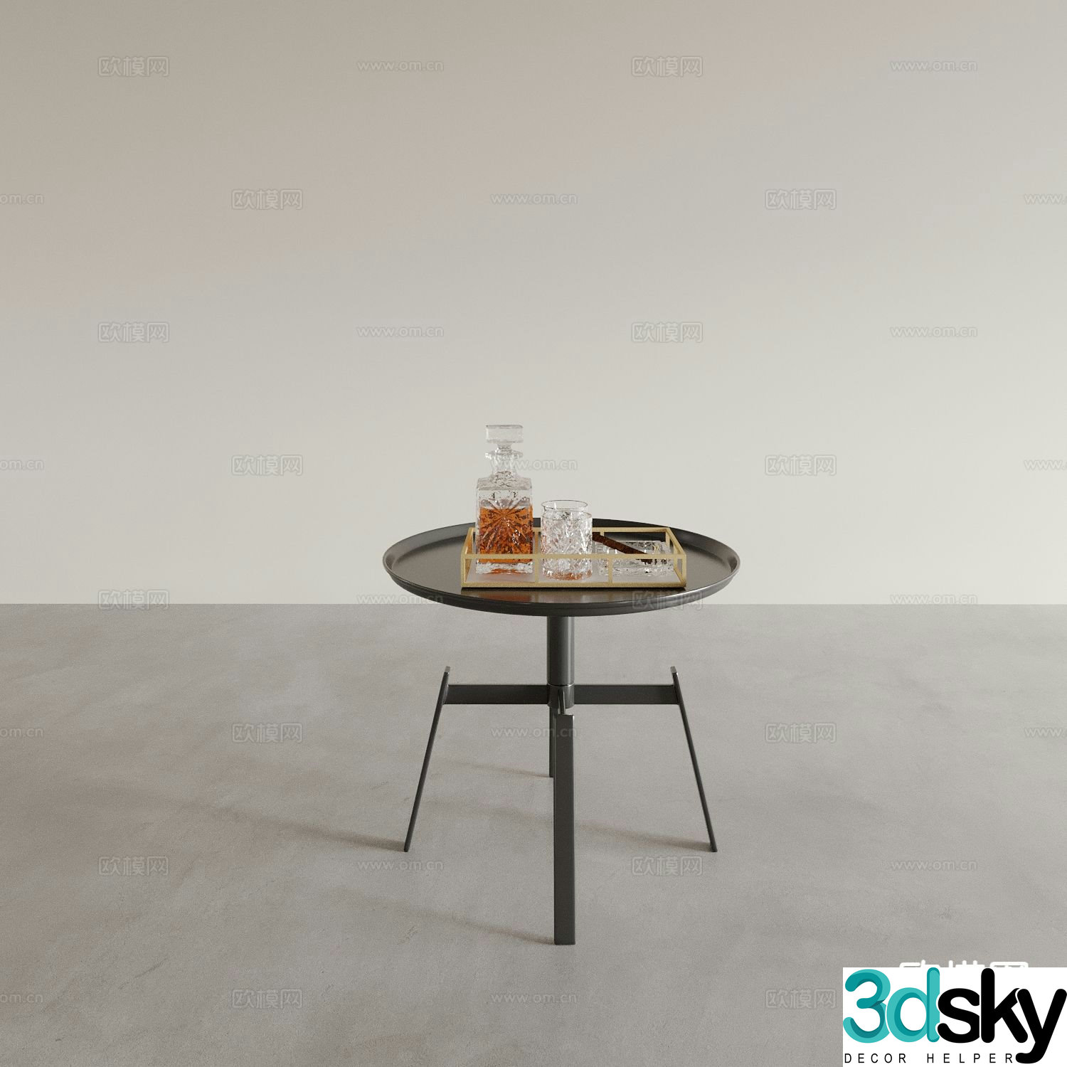 Modern side table round table corner table 3D model