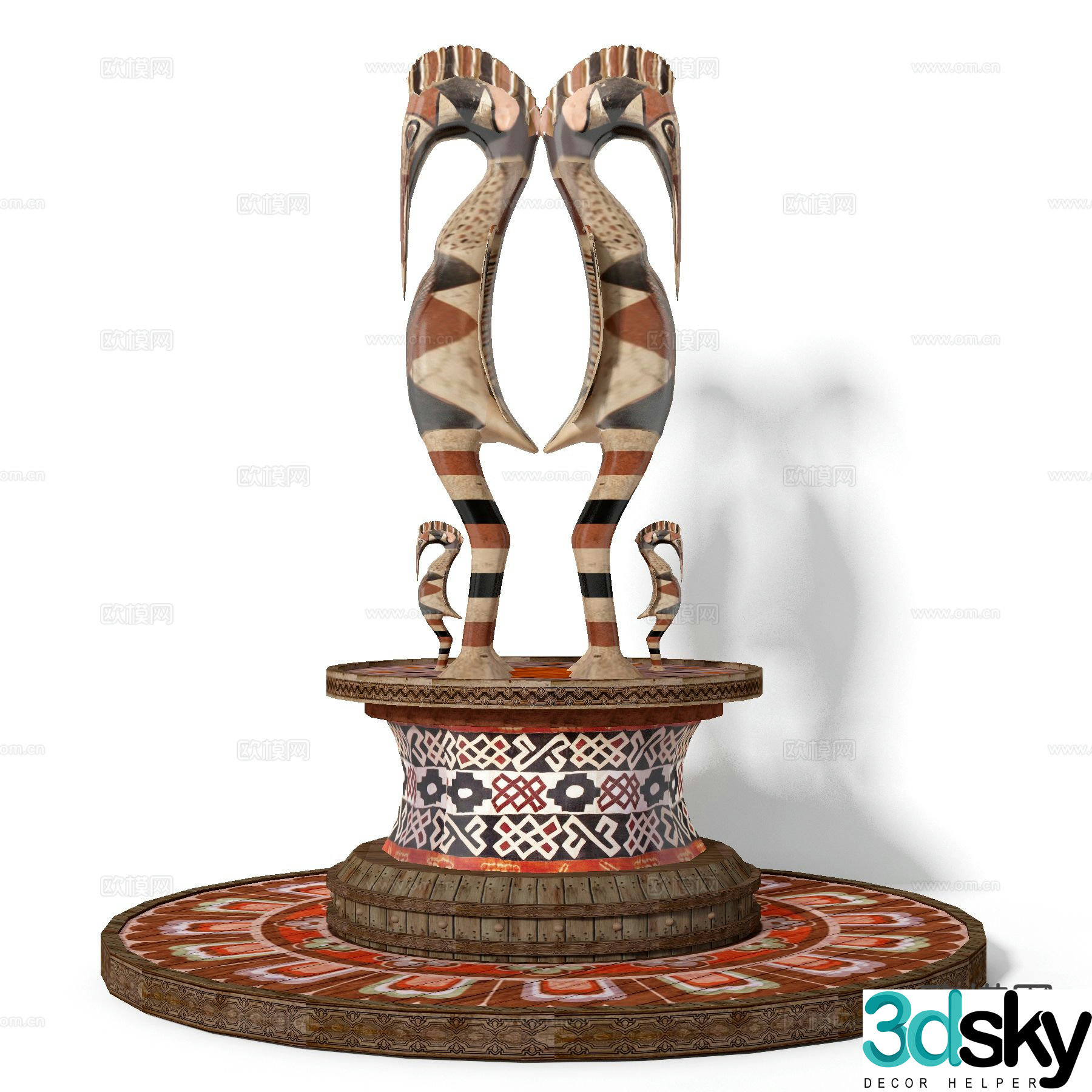 Middle Eastern arabic wood carving crafts sculpture 3d model