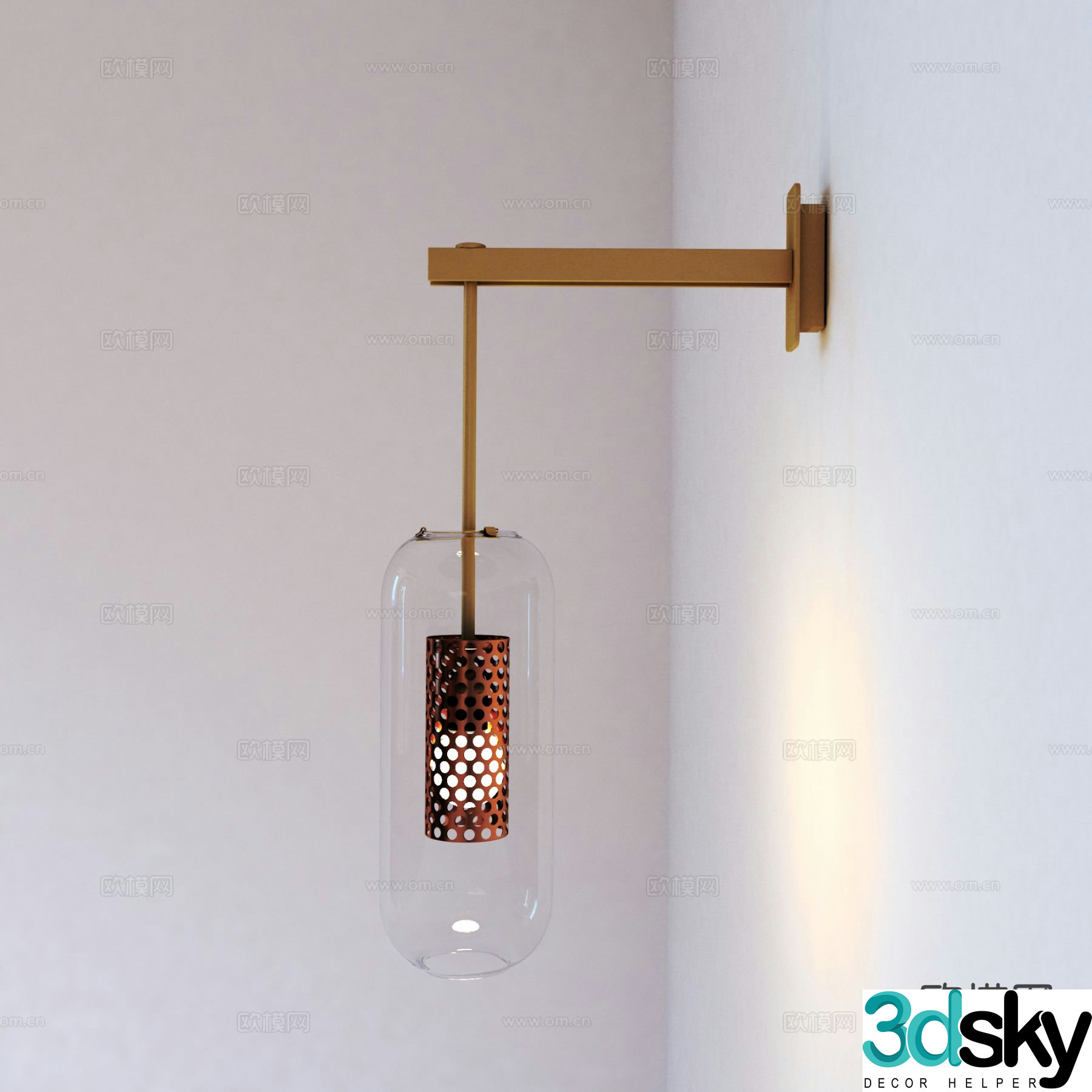 Modern glass wall light 3d model