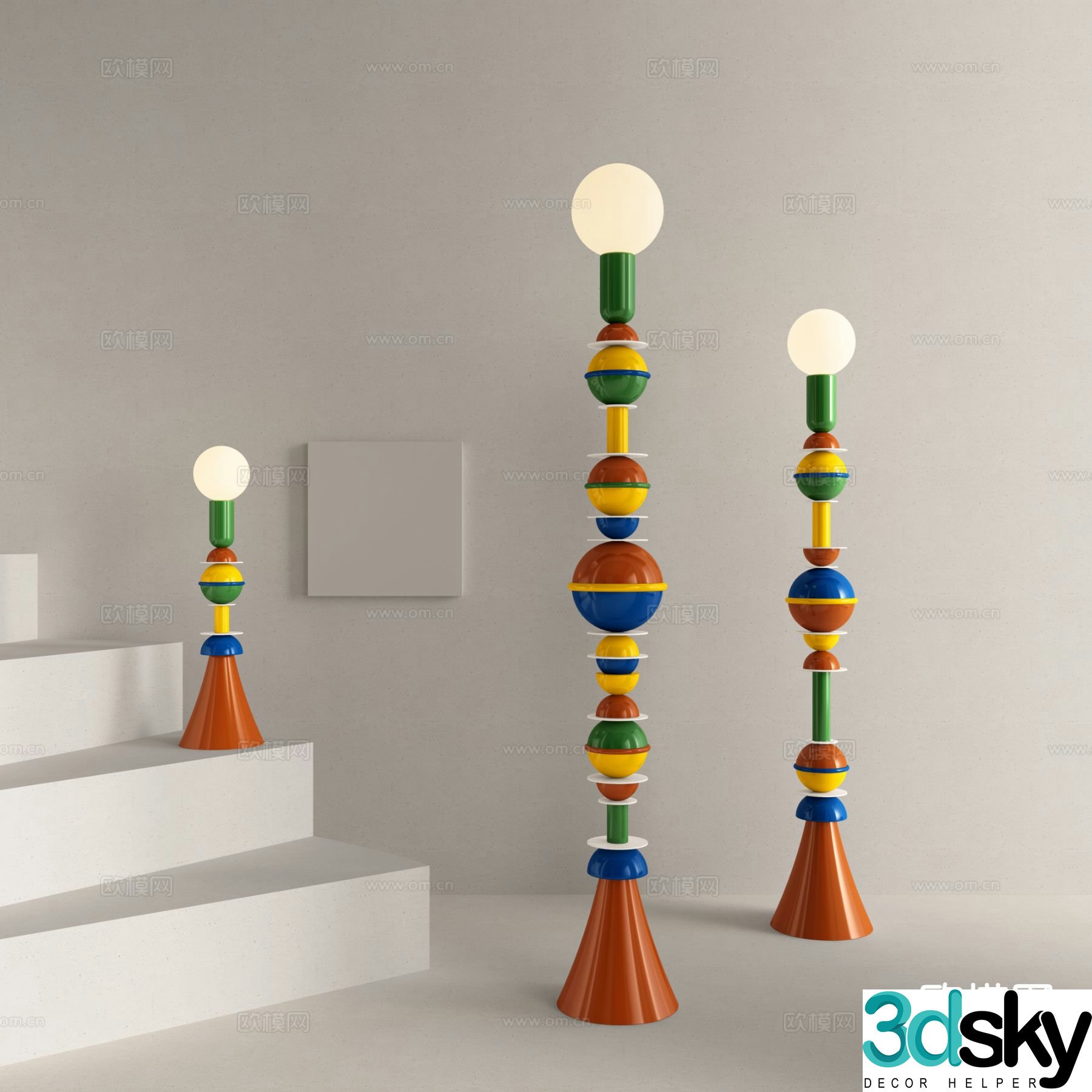 Memphis style floor lamp 3d model