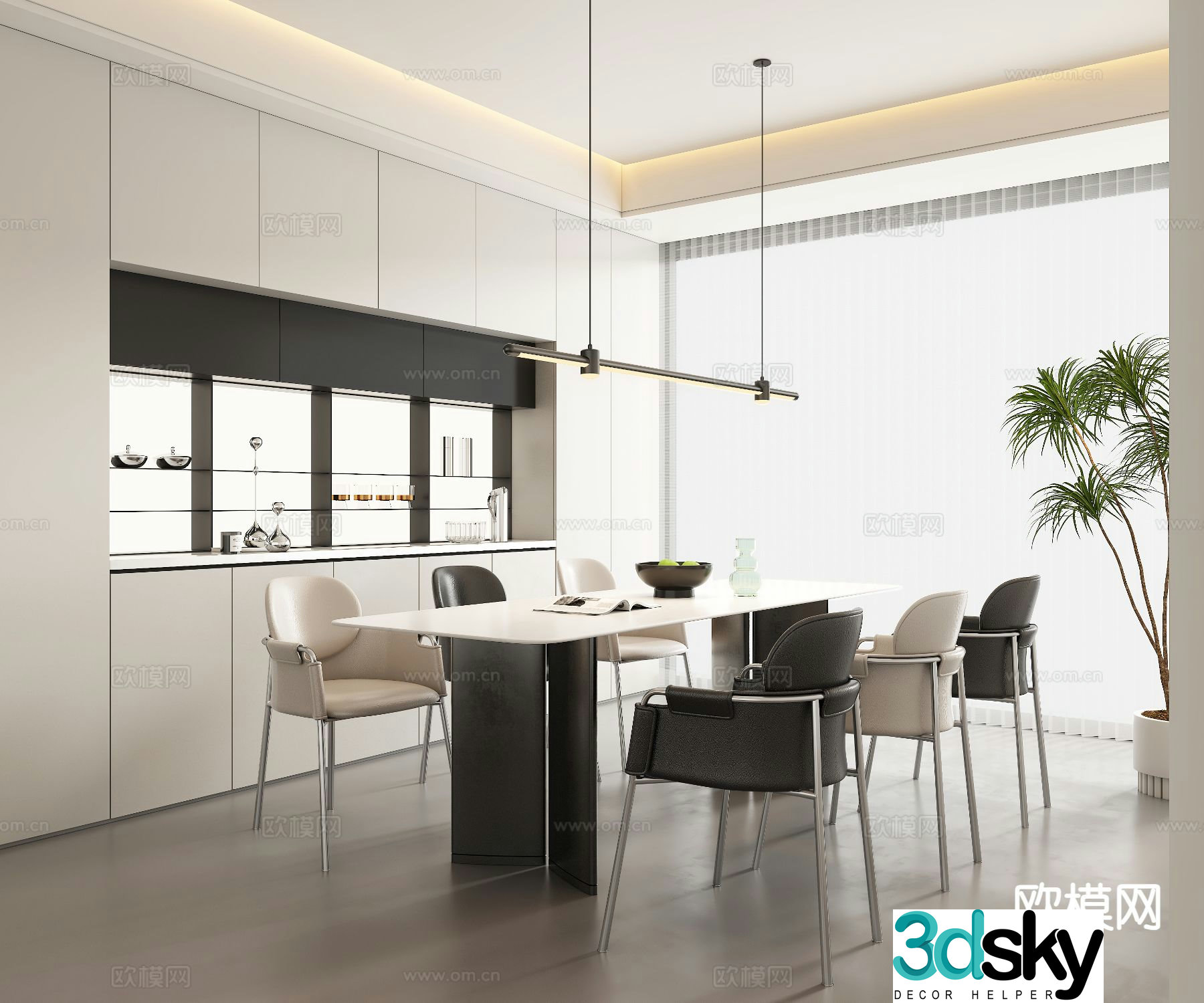 Cream style restaurant 3d model