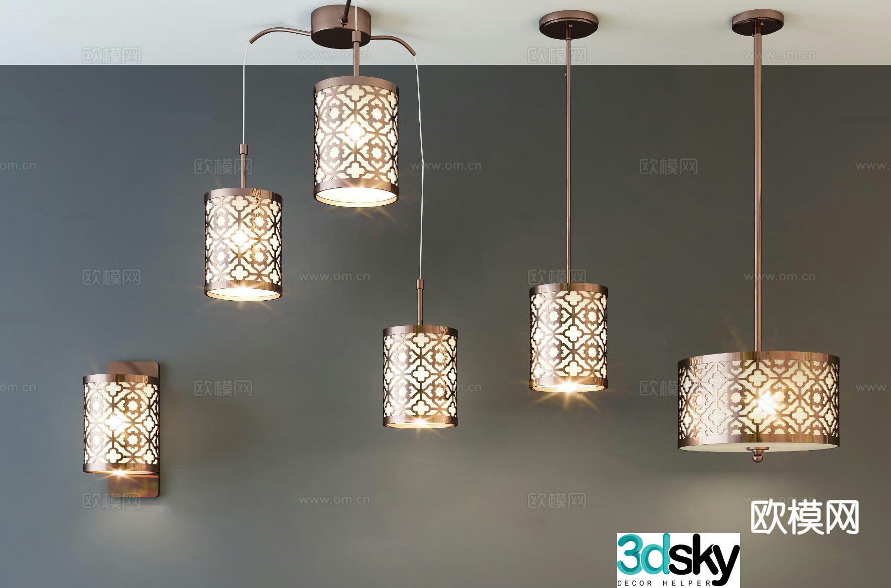 New Chinese style chandelier art chandelier 3d model