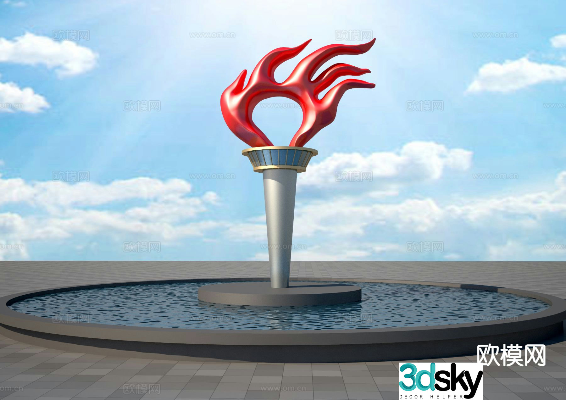 Flame sculpture urban sculpture 3d model