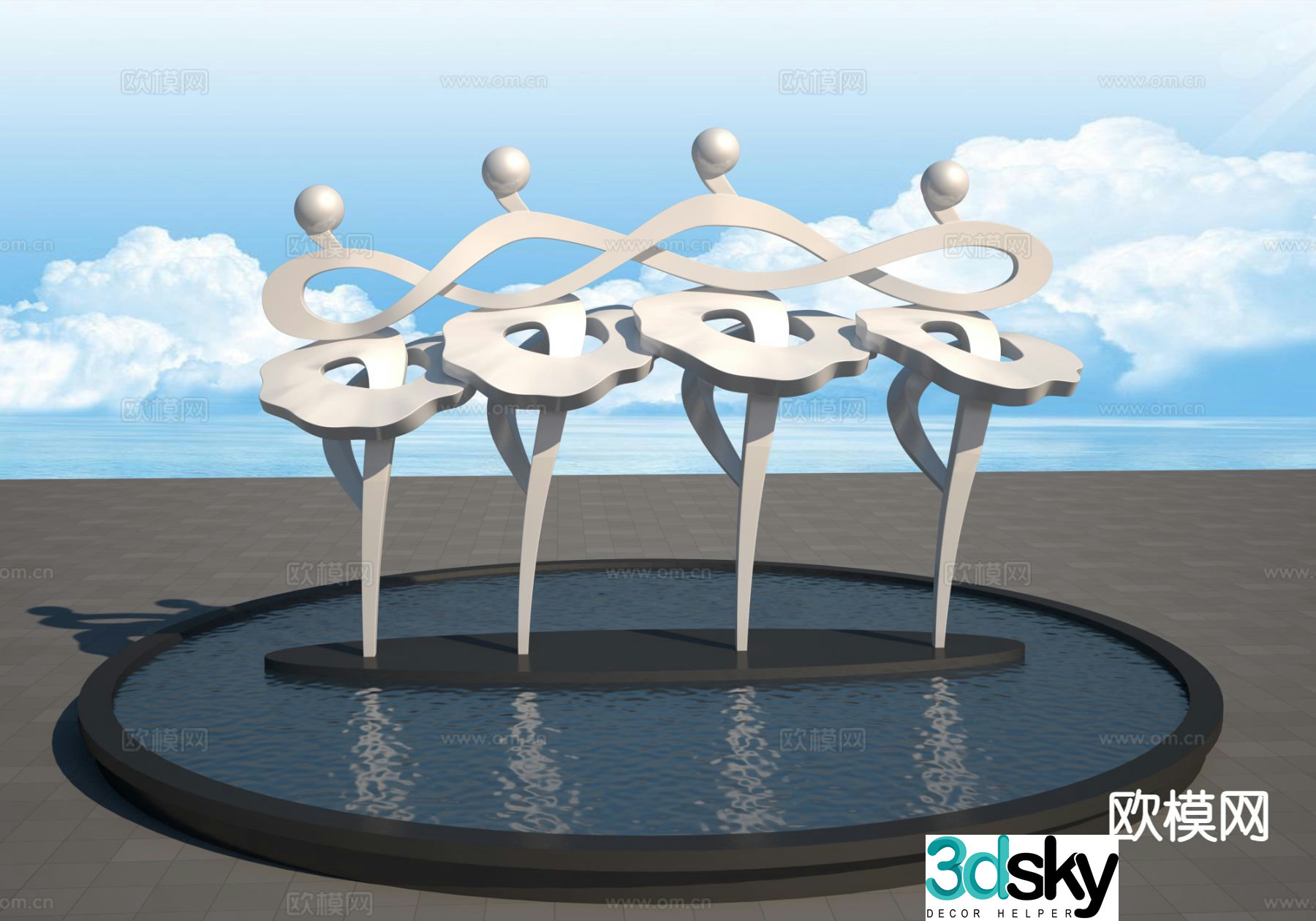 Abstract ballet sculpture landscape sculpture 3d model