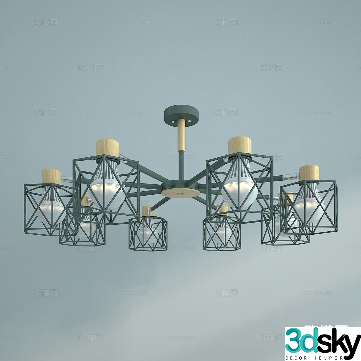 Nordic multi-head chandelier 3d model