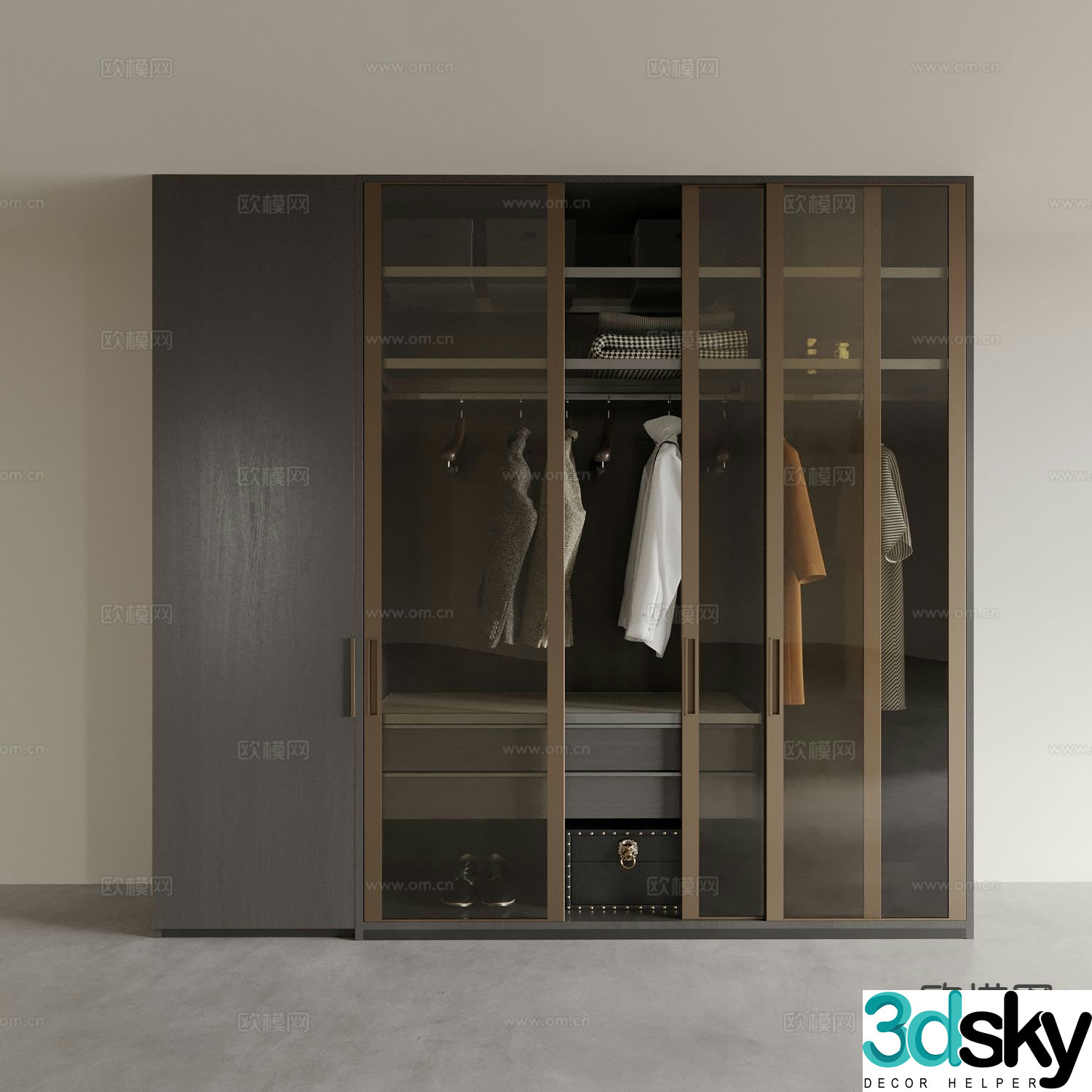 Italian style wardrobe wardrobe 3d model