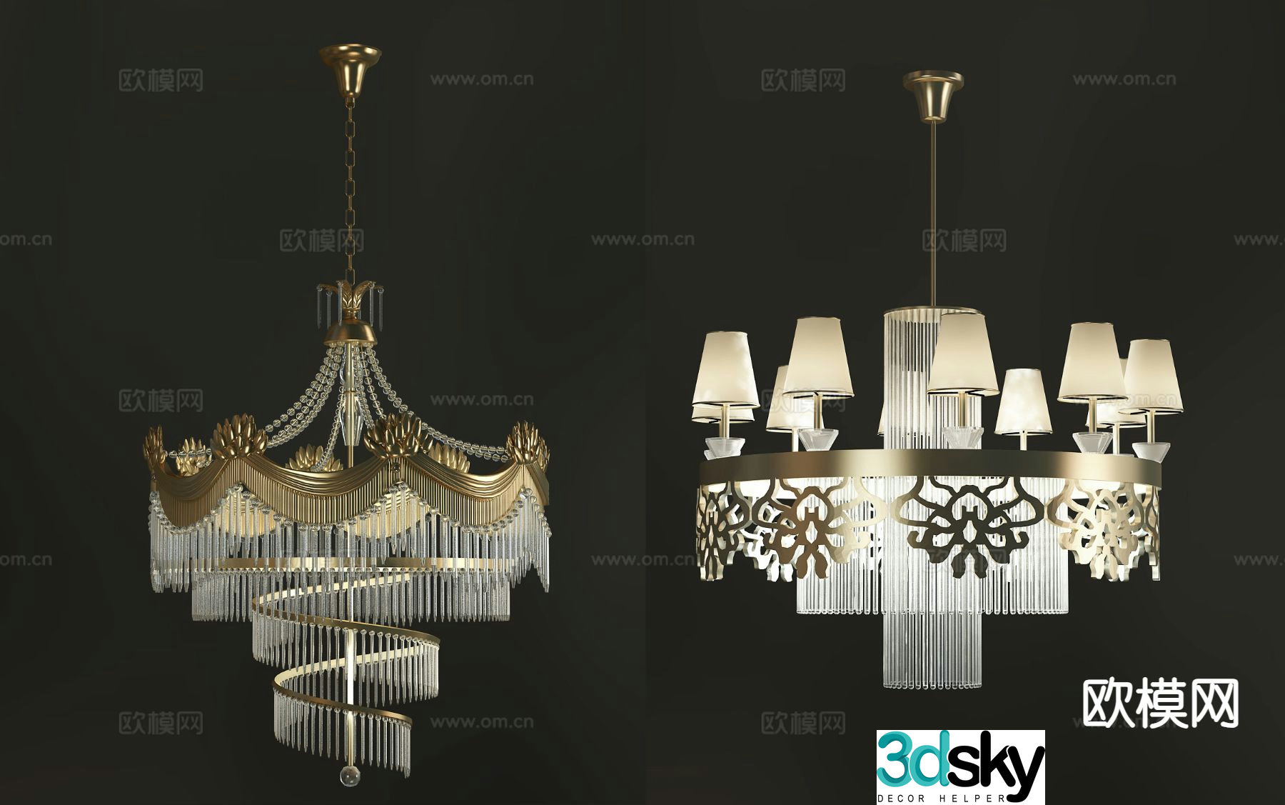 European style chandelier hall chandelier 3d model