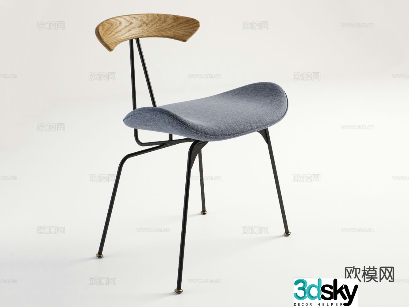 Nordic chair single chair dining chair leisure chair 3d model