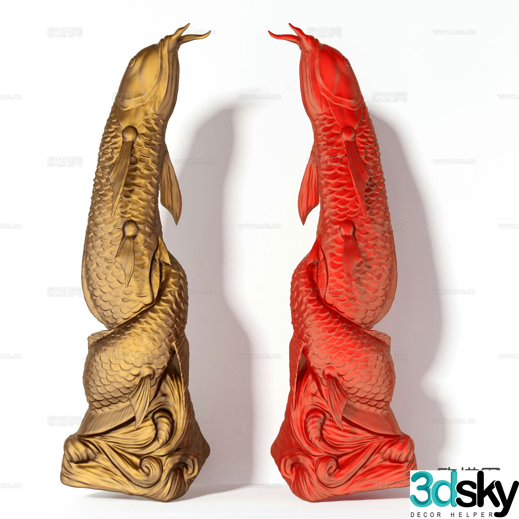 Chinese carp sculpture statue furnishings 3d model