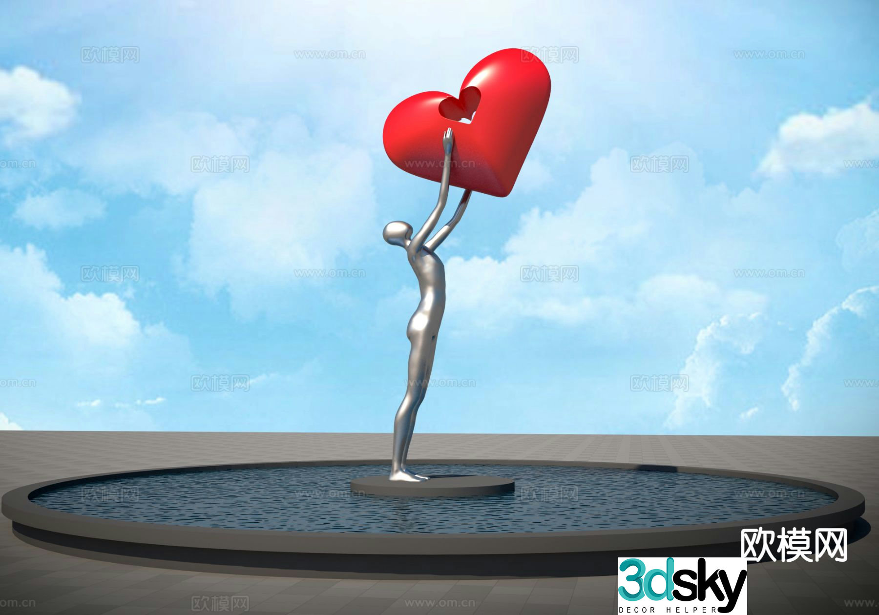 Abstract sculpture heart sculpture landscape sculpture 3d model