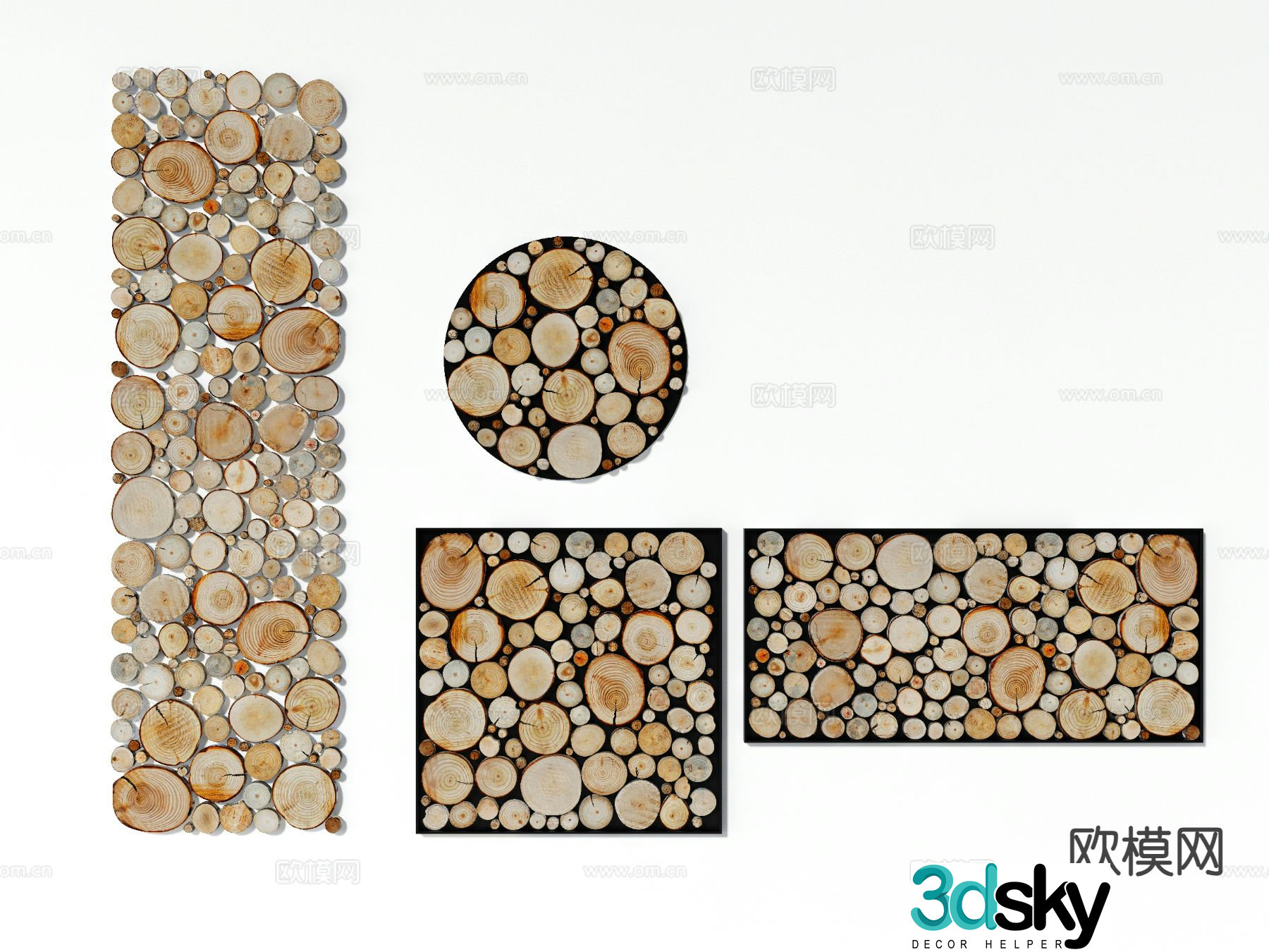 Log style hanging decorations wall decorations wood hanging decorations 3d model