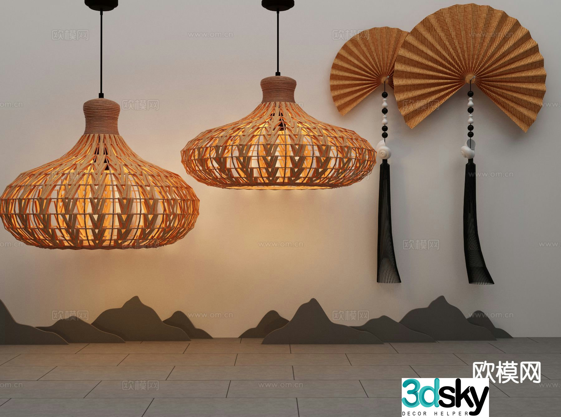 New Chinese style chandelier hollow chandelier 3d model
