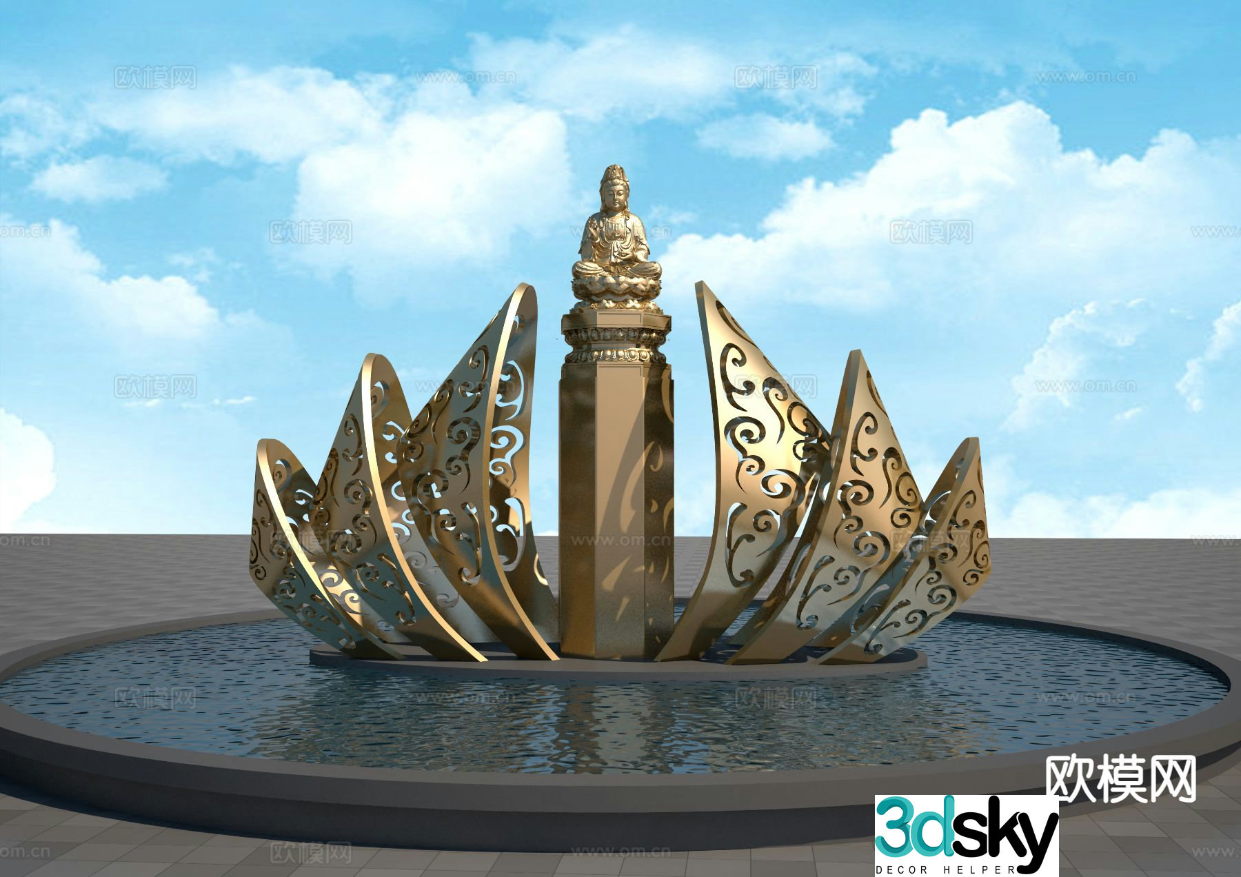Buddha sculpture landscape sculpture 3d model