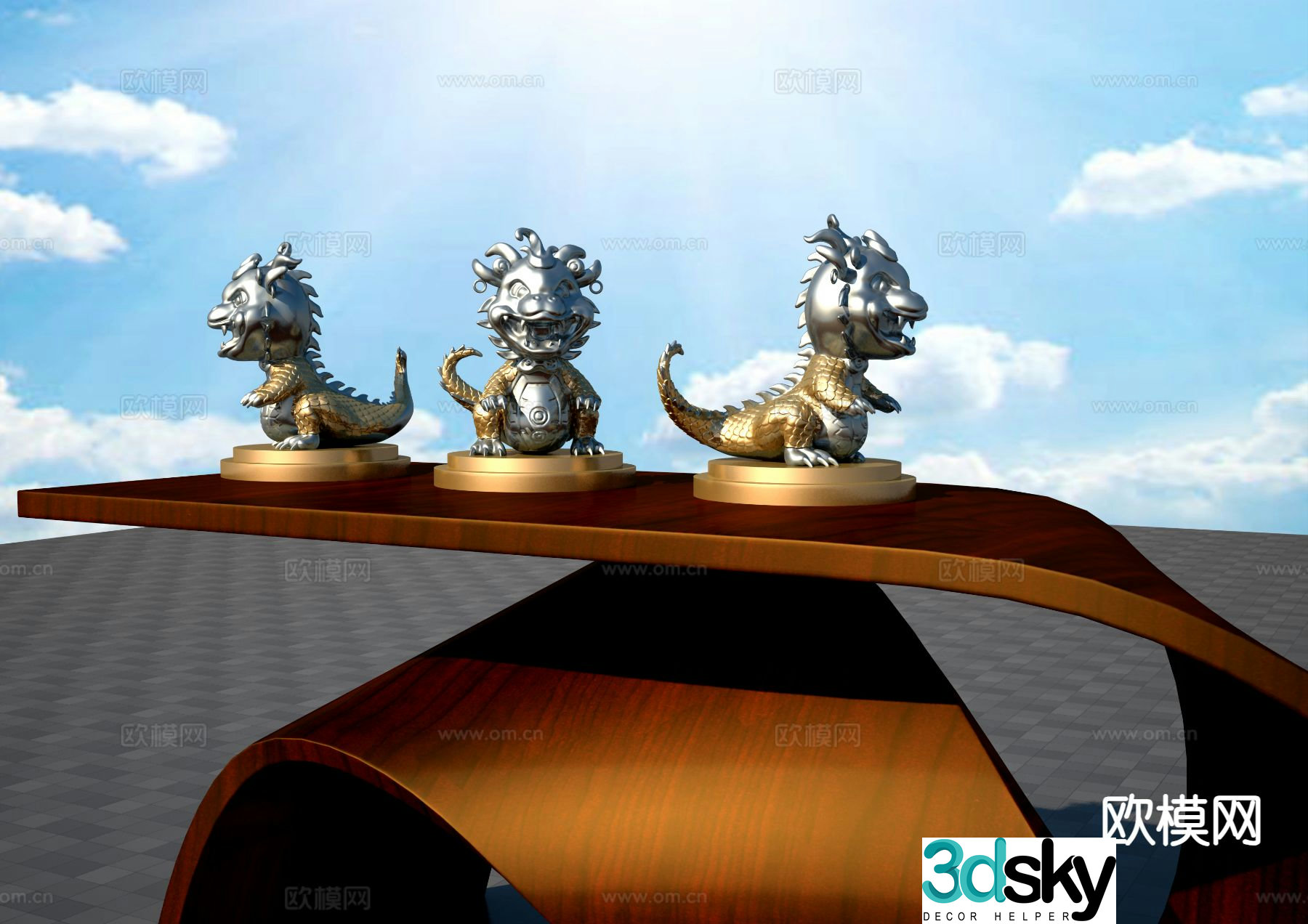 Little dinosaur cartoon sculpture 3d model