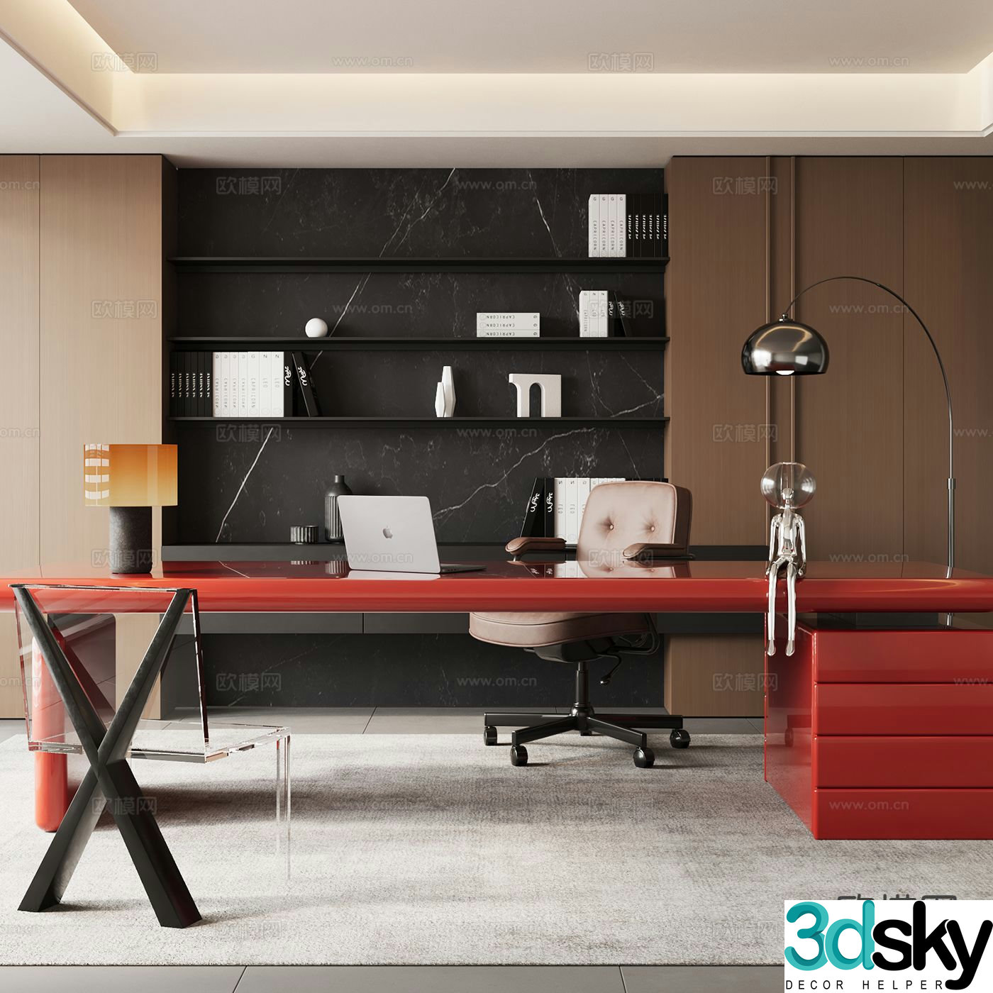 Modern study room 3d model
