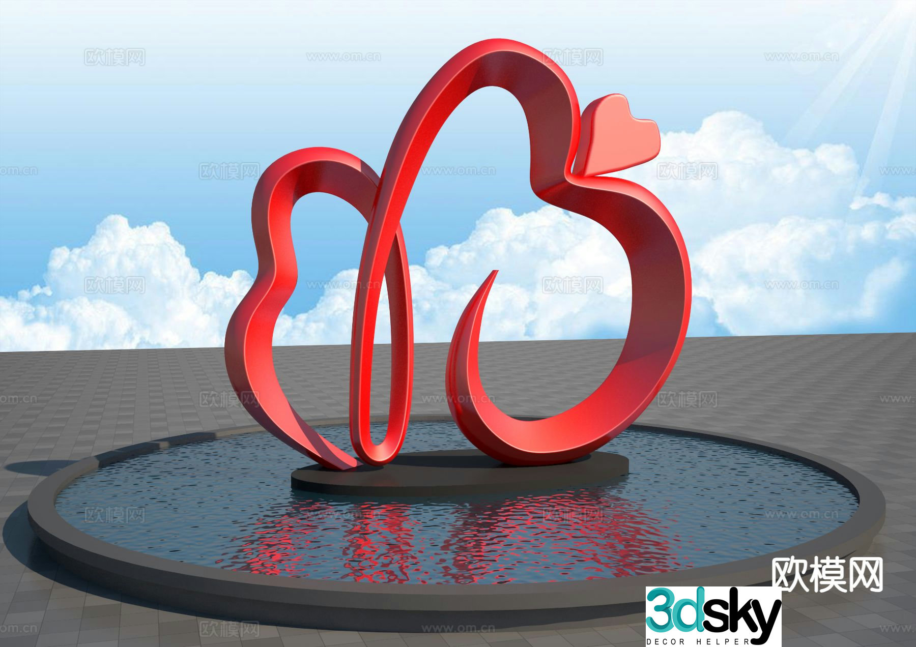 Love Sculpture Heart to Heart Sculpture 3D model