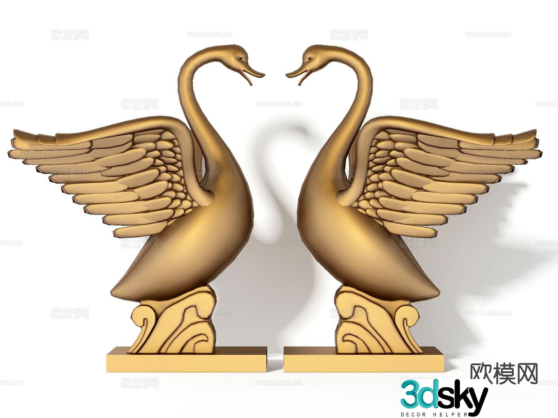 Spreading wings swan sculpture art sculpture 3d model