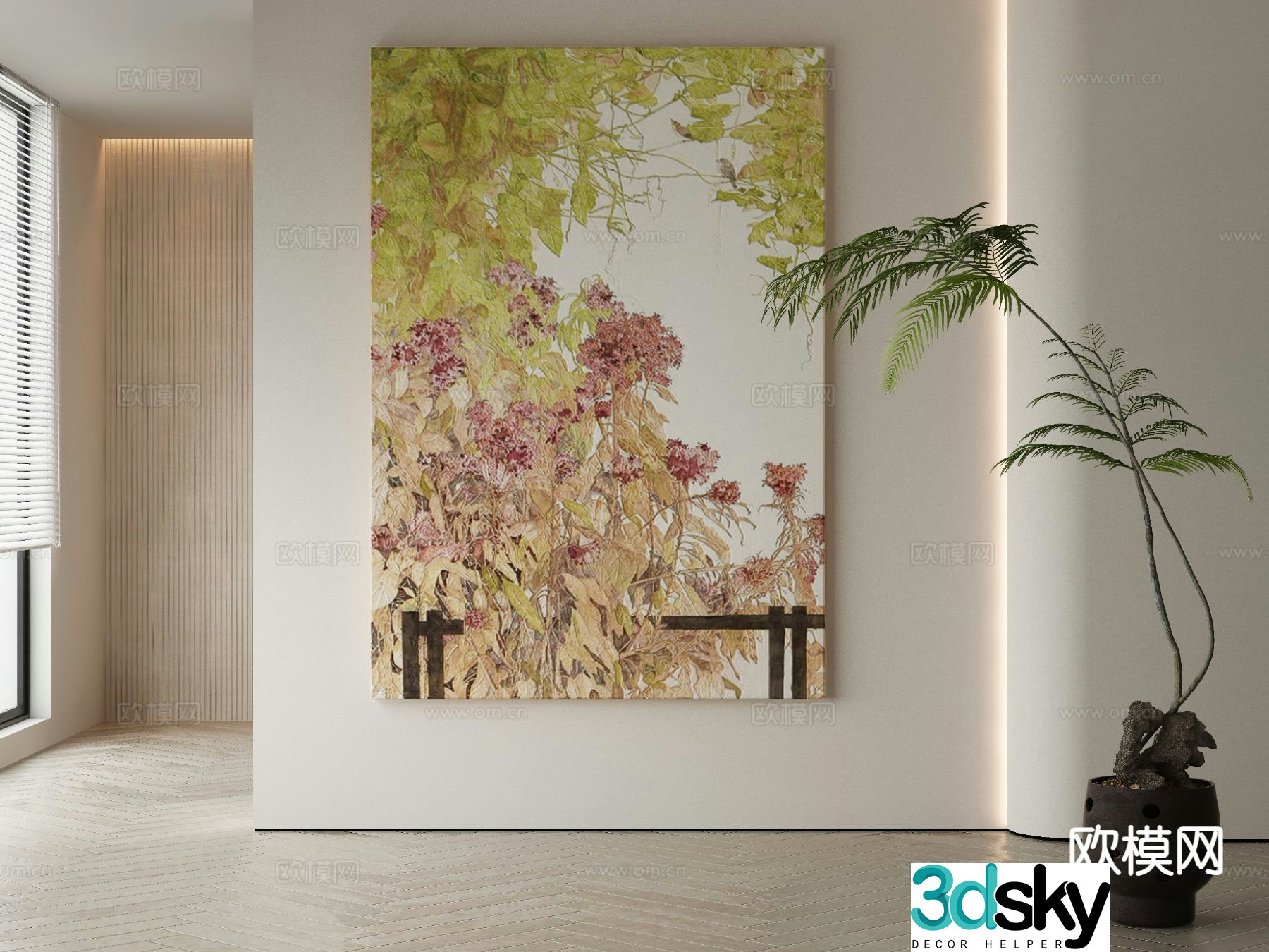 Wabi-sabi oil painting botanical painting decorative painting 3D model