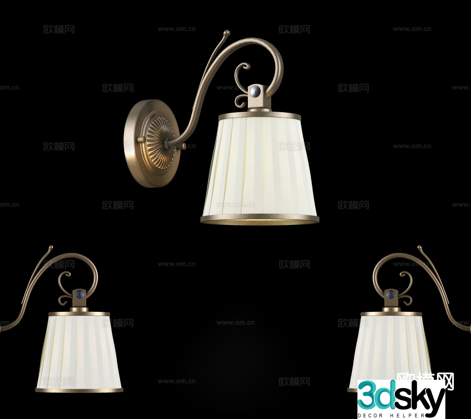 European wall lamp 3d model