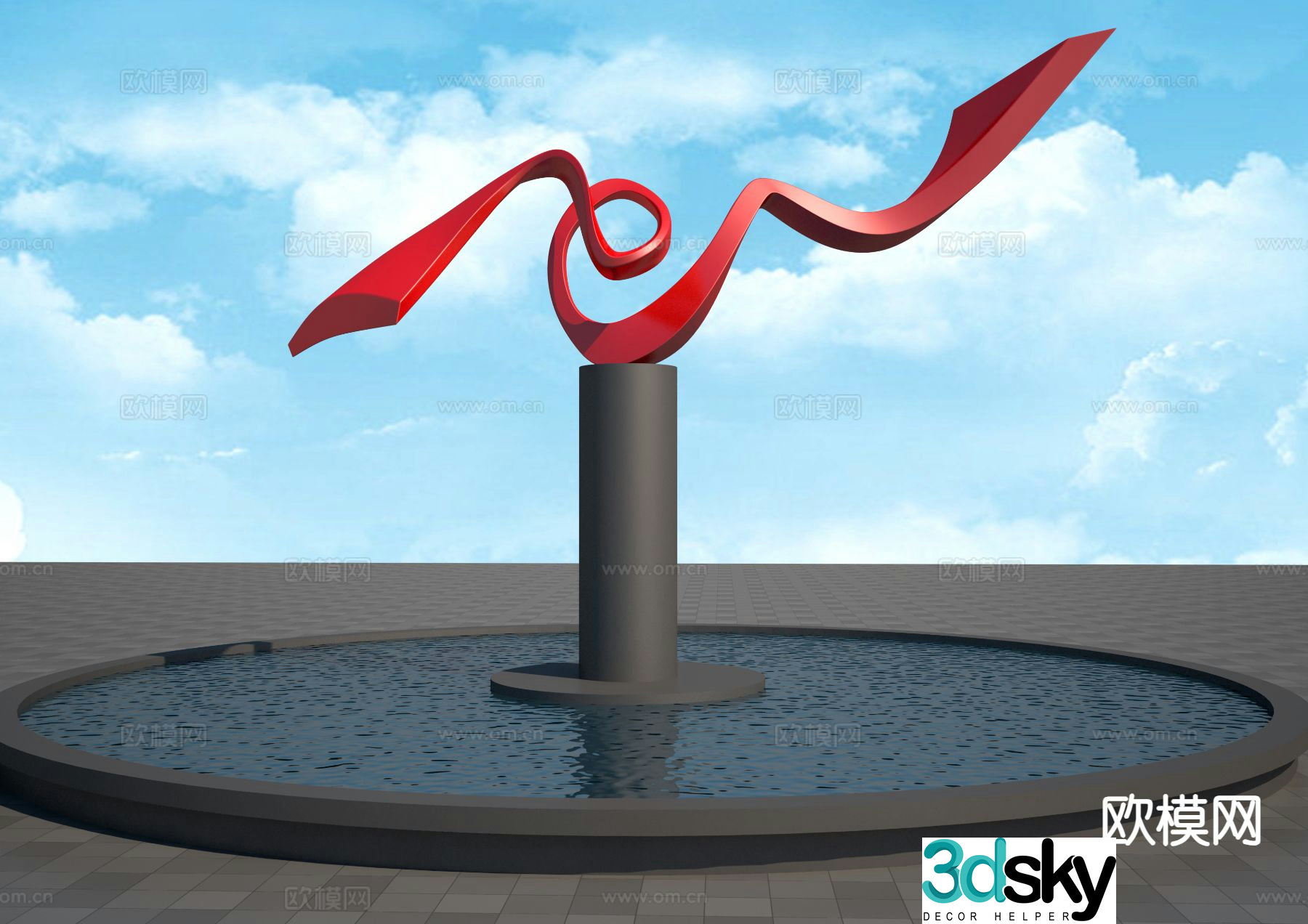 Streamer sculpture landscape sculpture 3d model