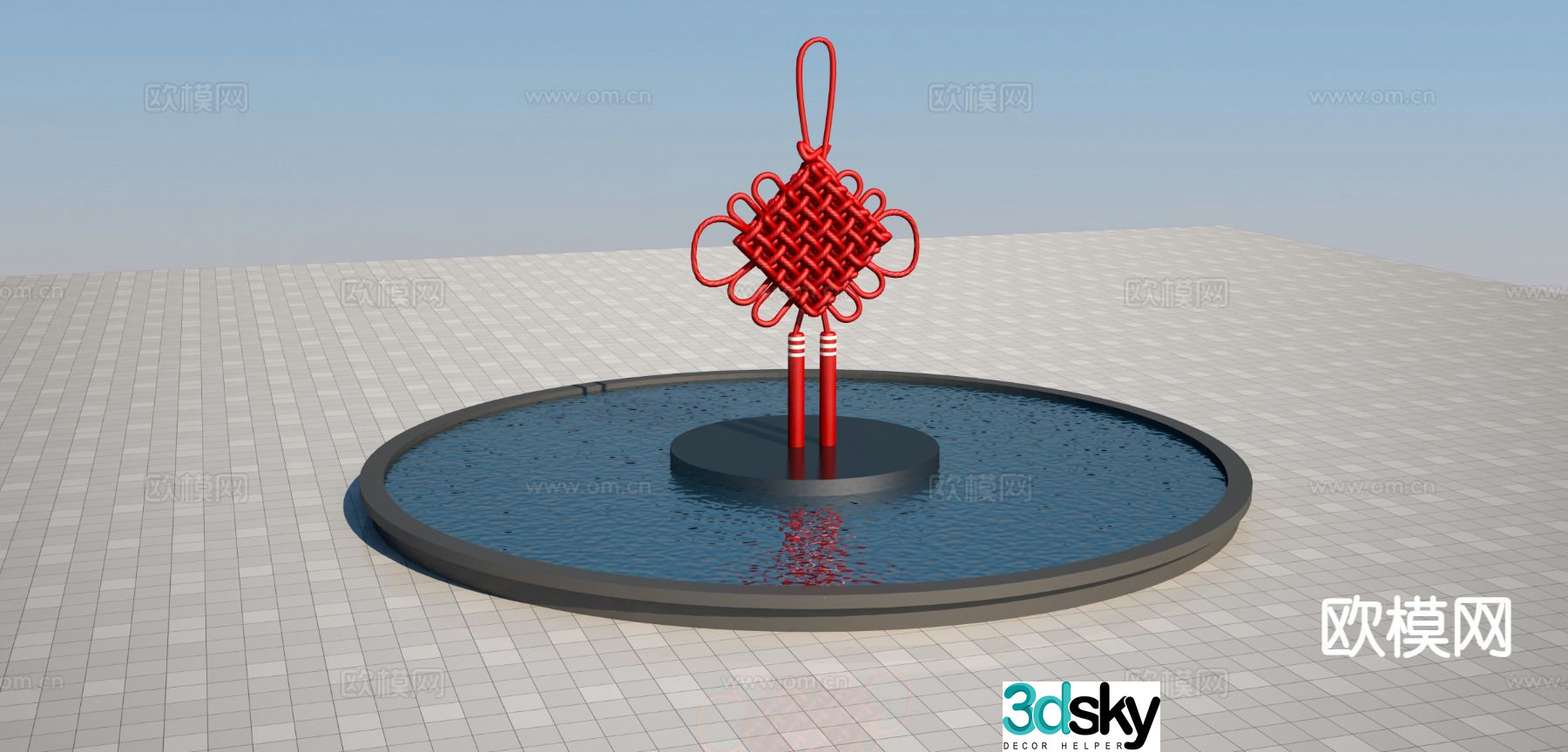 Chinese knot sculpture landscape sculpture 3d model