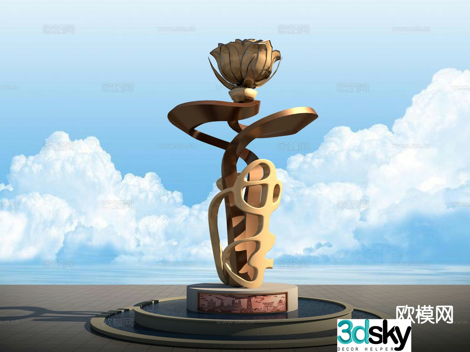 Tianjin City Flower Sculpture Square Sculpture 3D Model