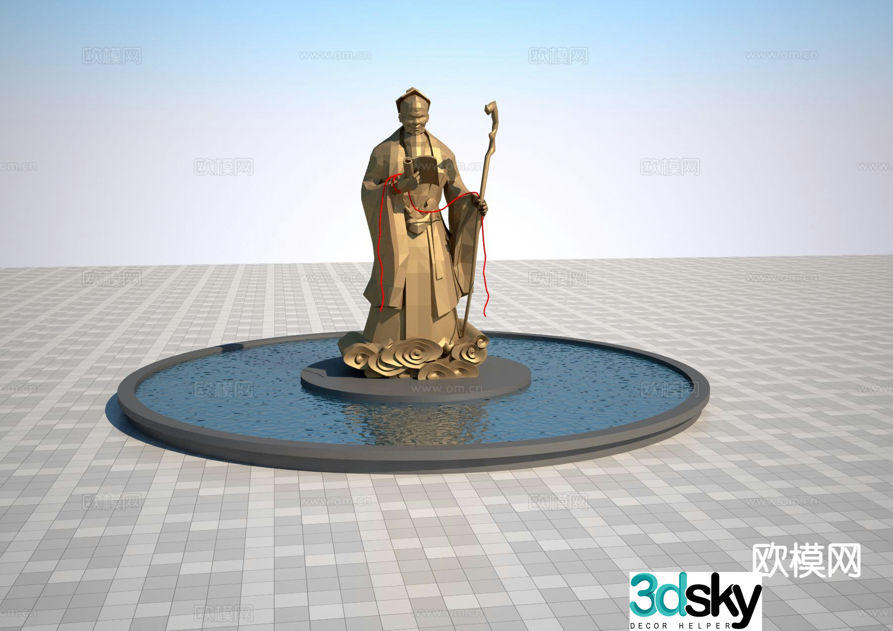 Chinese Yuelao Sculpture Figure Sculpture 3D Model
