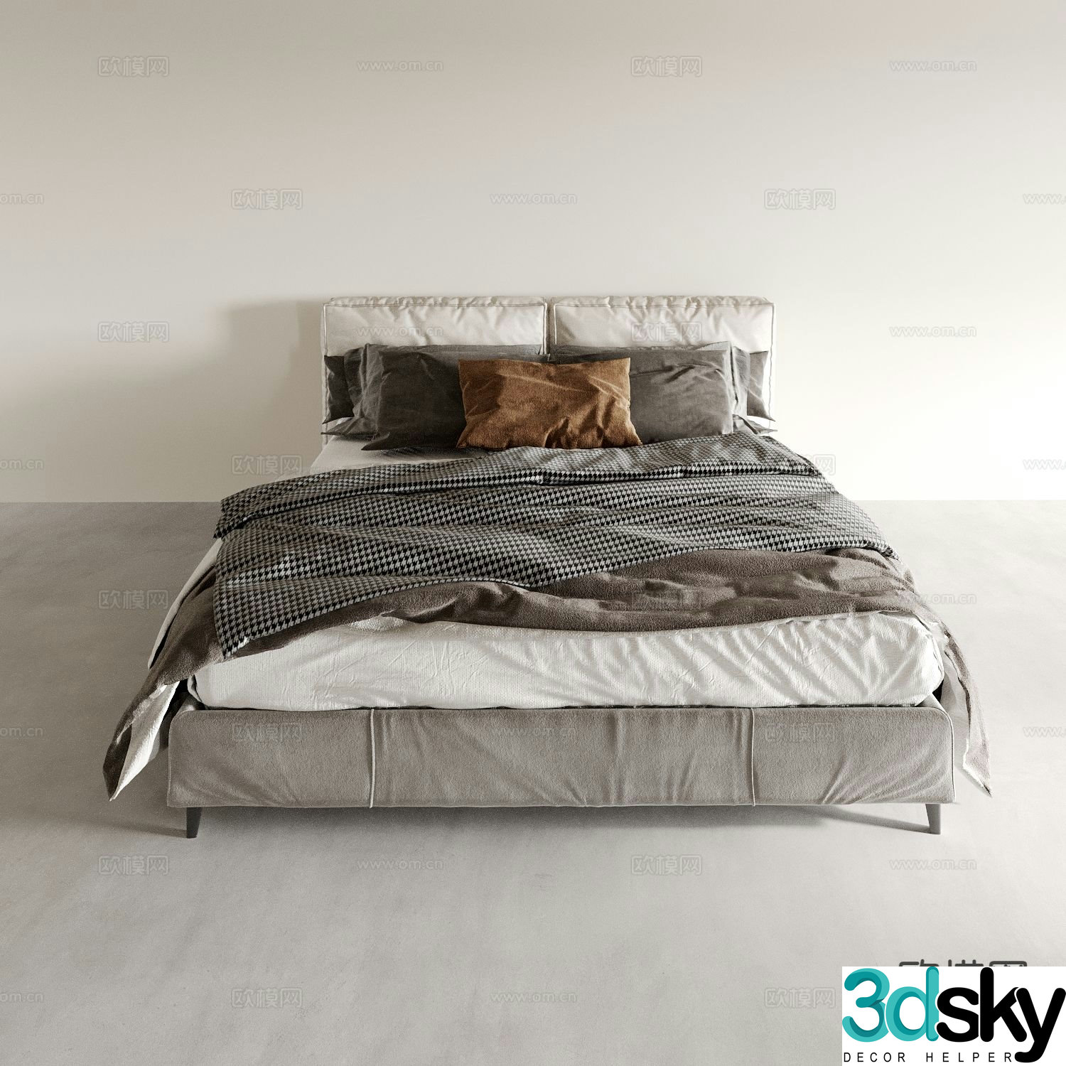 Modern double bed 3d model