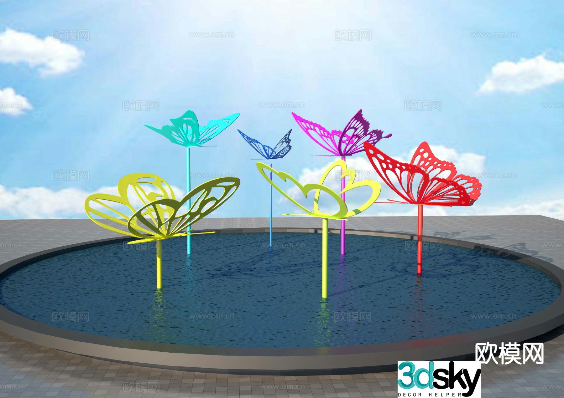 Butterfly silhouette sculpture urban sculpture 3d model