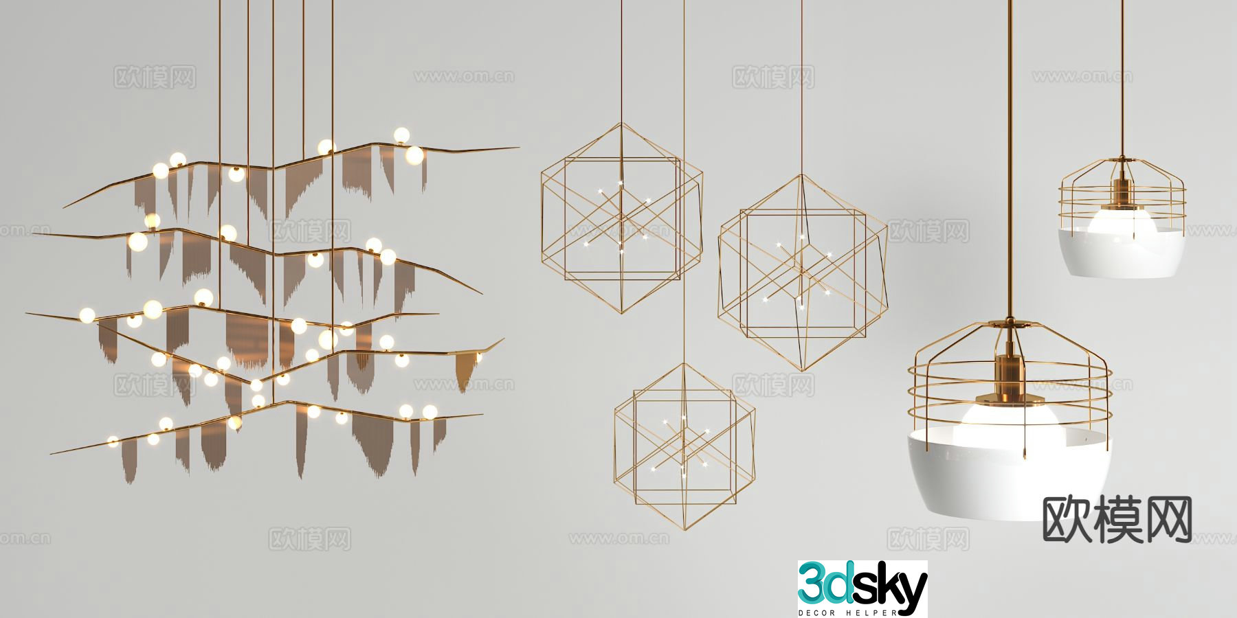 Light luxury chandelier restaurant chandelier 3d model