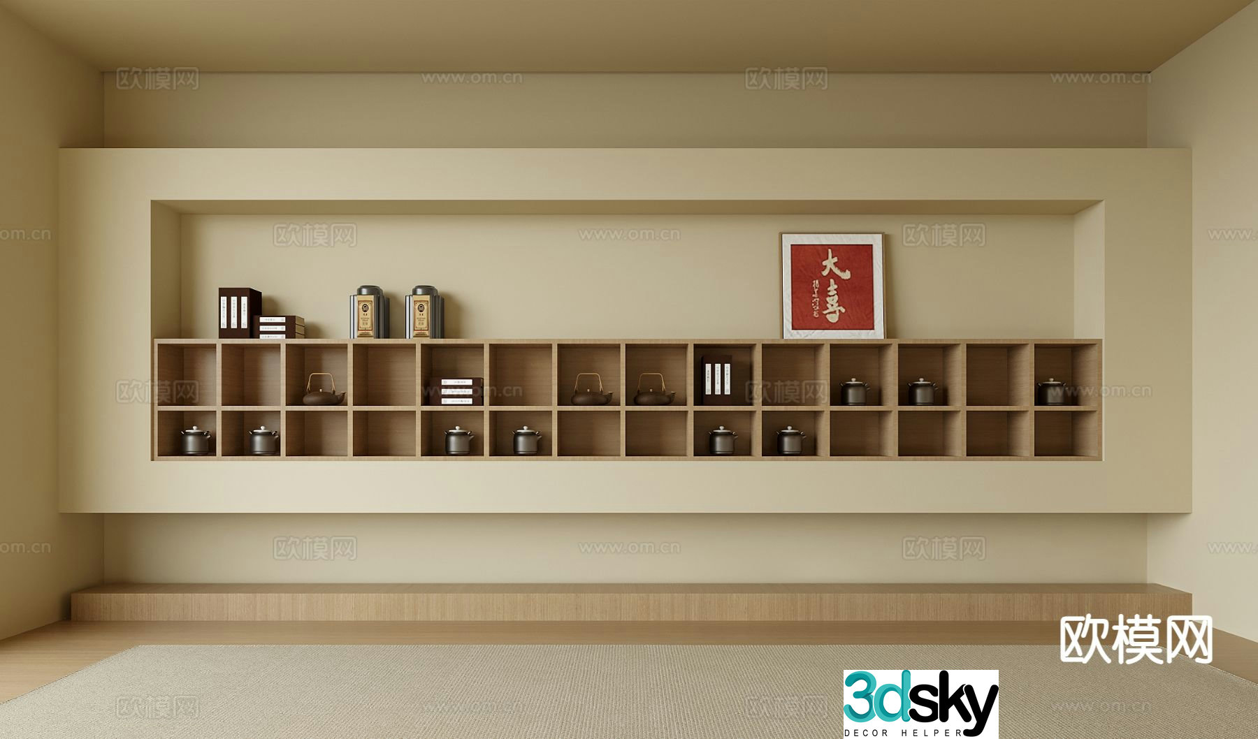 New Chinese style tea cabinet 3d model