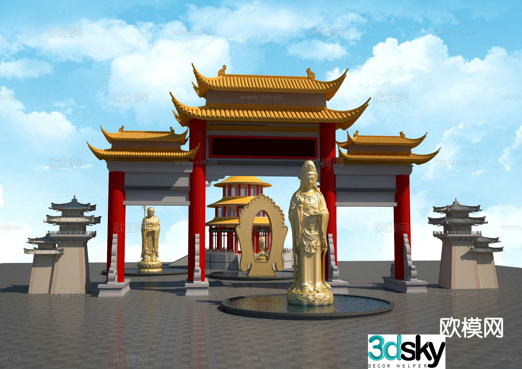 Buddha sculpture landscape sculpture 3d model