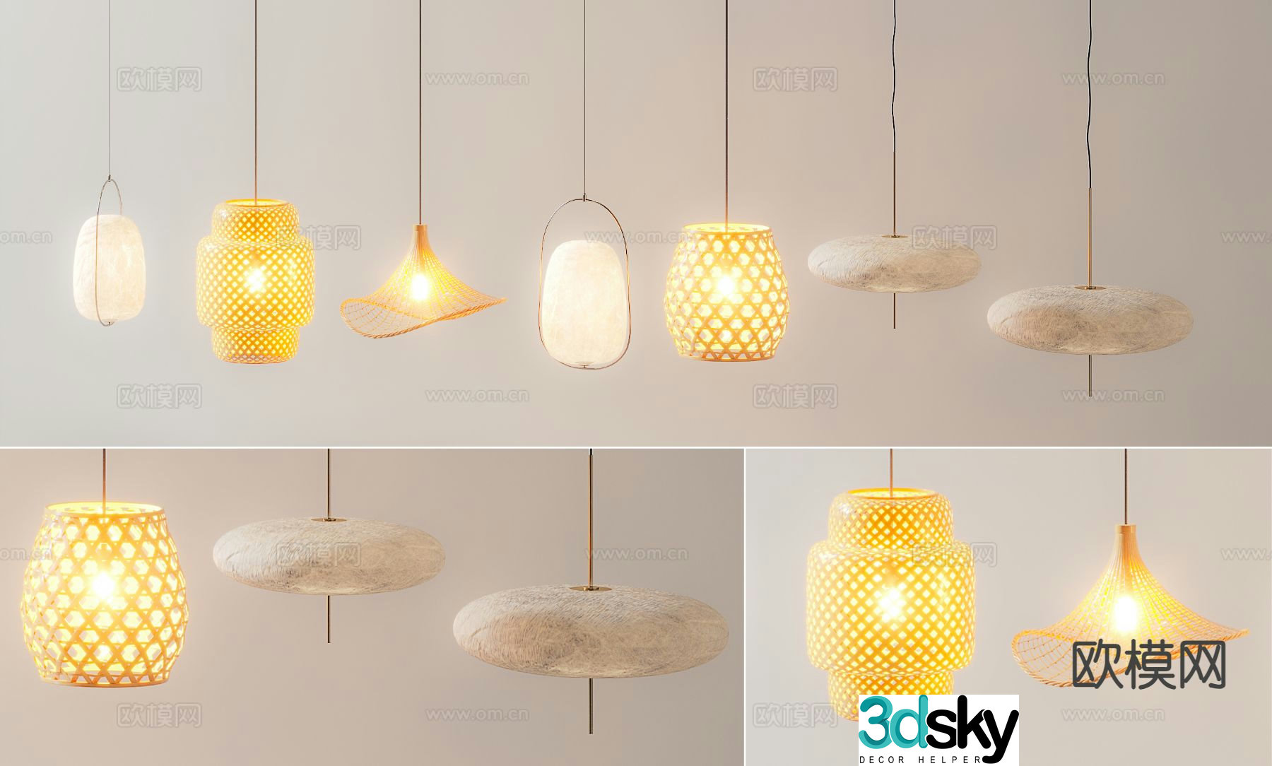 Wabi Sabi small chandelier bedside small chandelier 3d model
