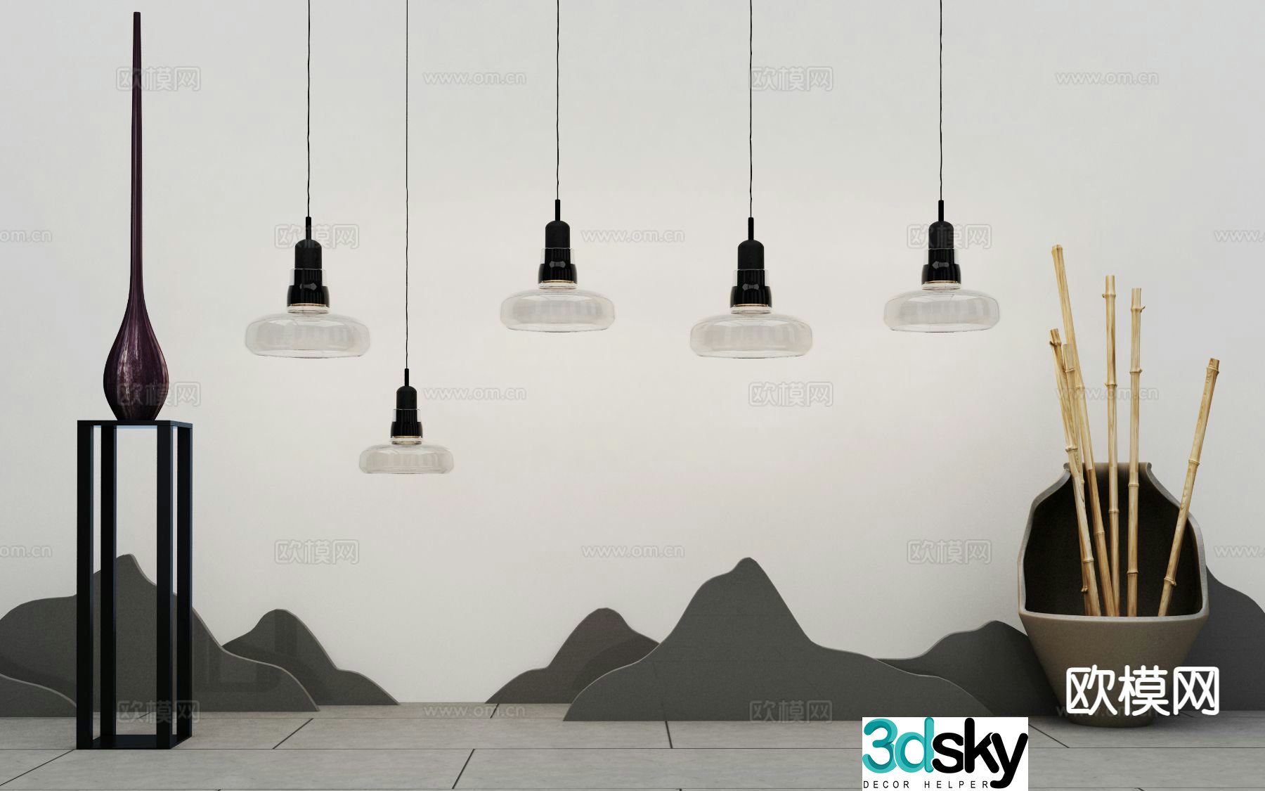New Chinese style chandelier 3d model
