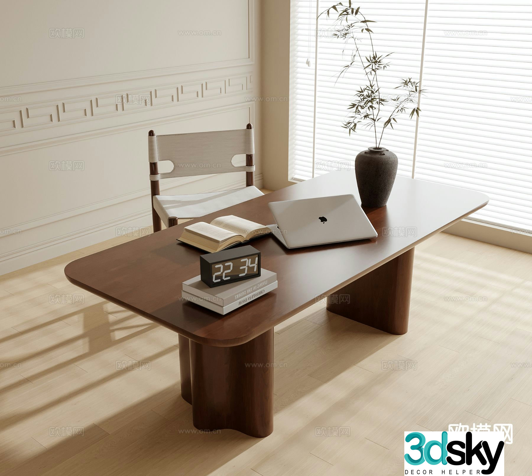 Medieval style desk and chair 3d model