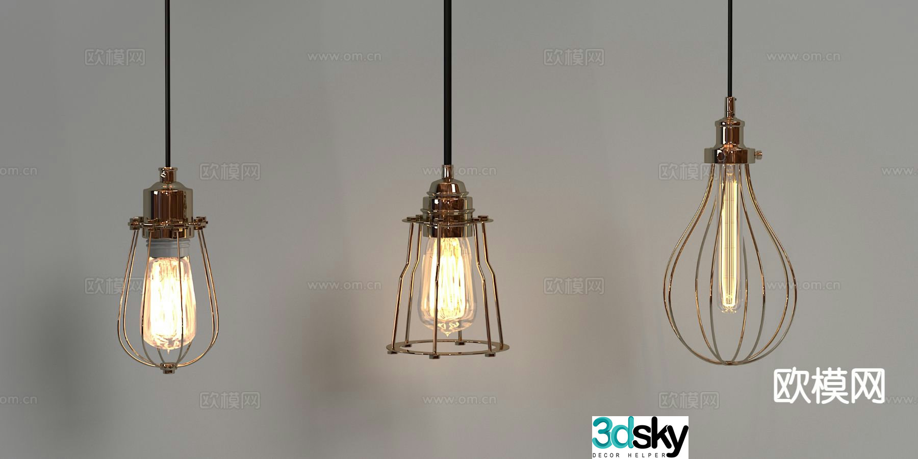 Industrial style small chandelier bedside small chandelier 3d model