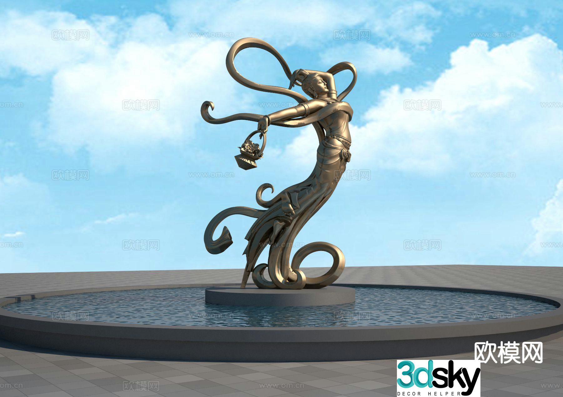 Dunhuang Feitian Sculpture Landscape Sculpture 3D Model