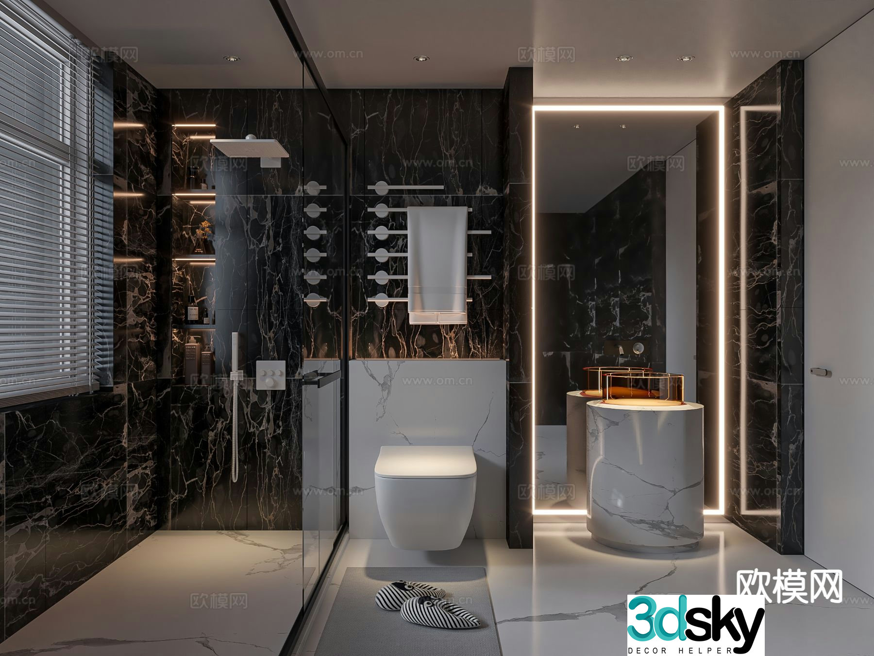 Light luxury bathroom bathroom 3d model
