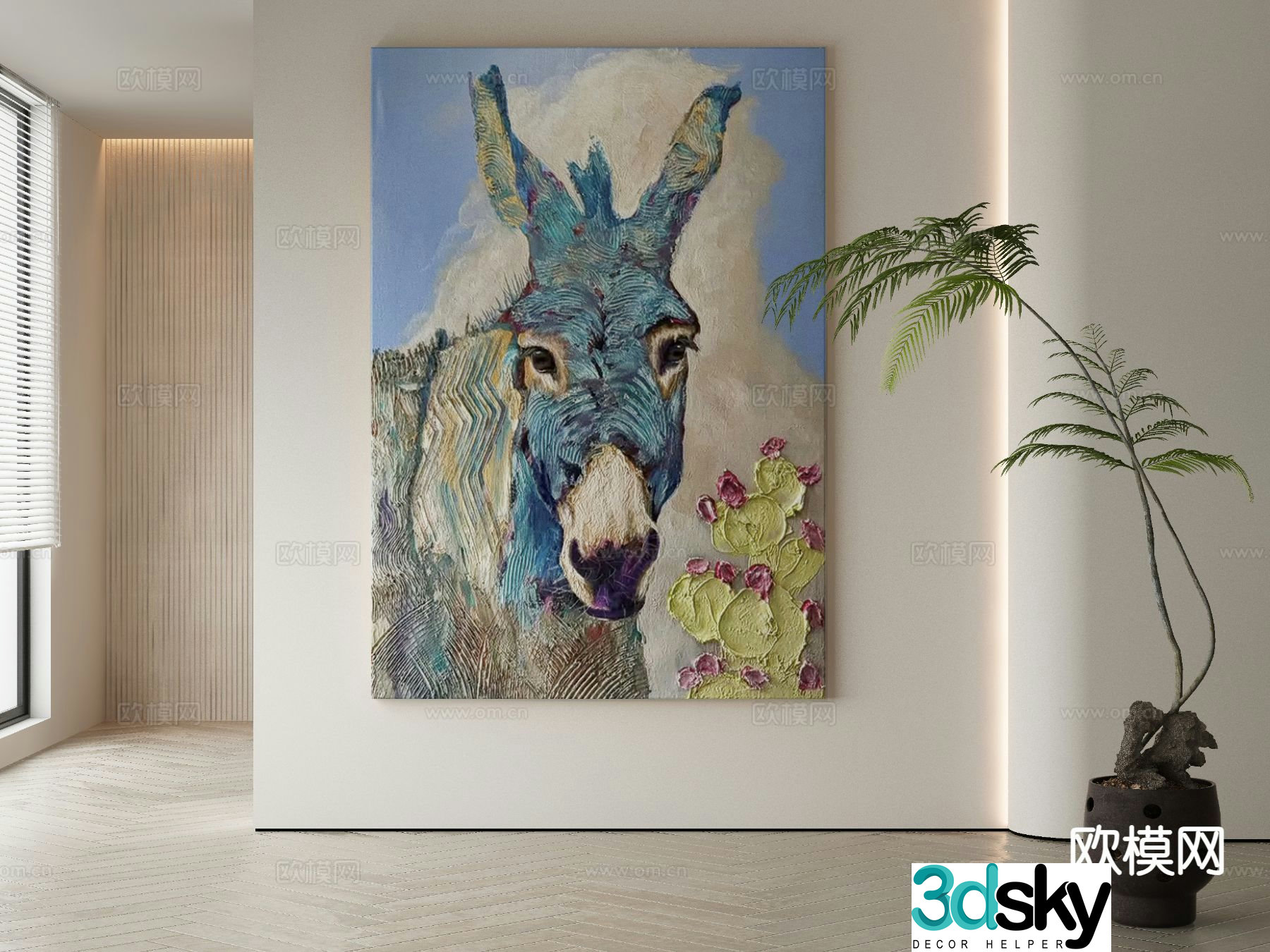 Modern oil painting animal painting decorative painting 3d model