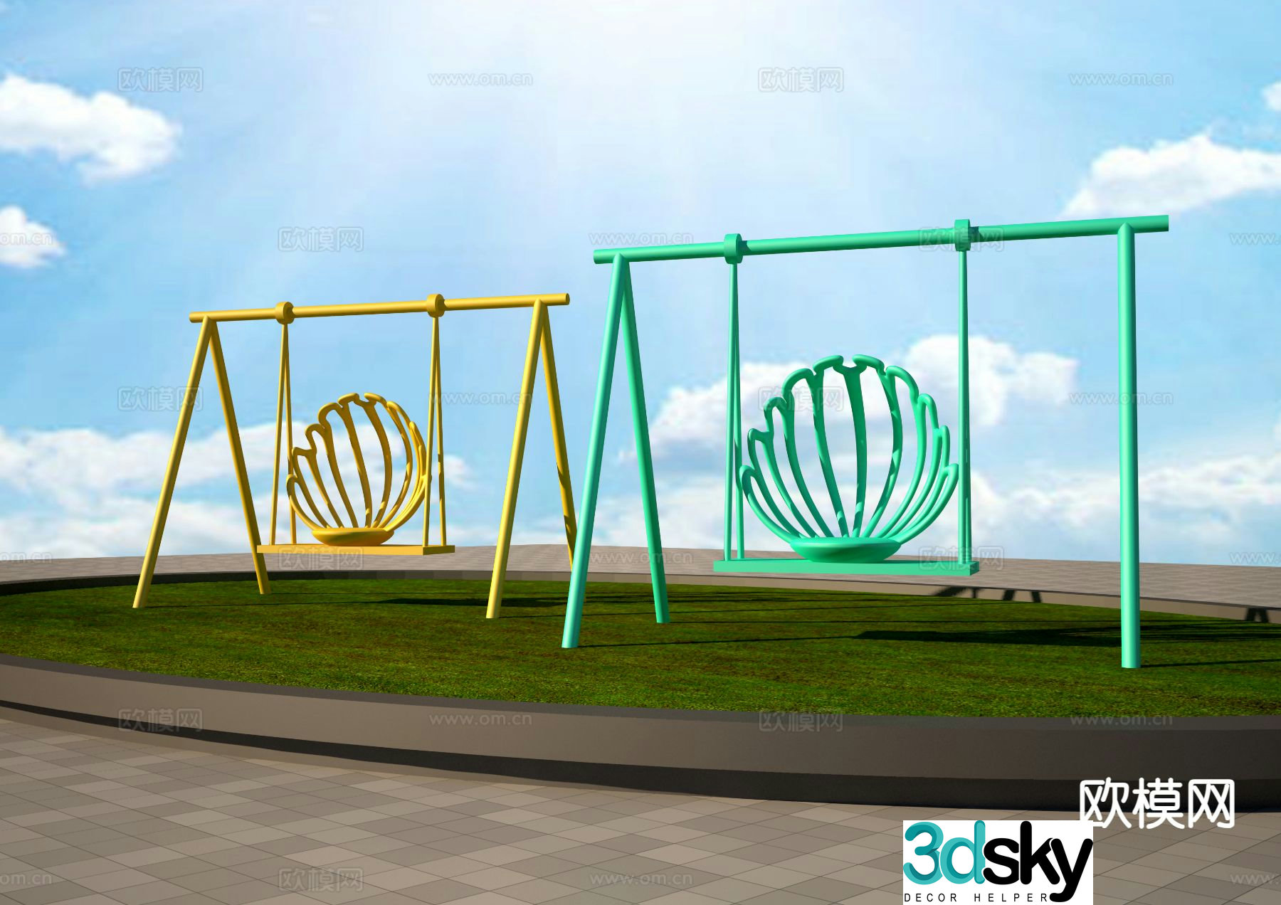 Shell swing chair hanging chair outdoor chair 3d model
