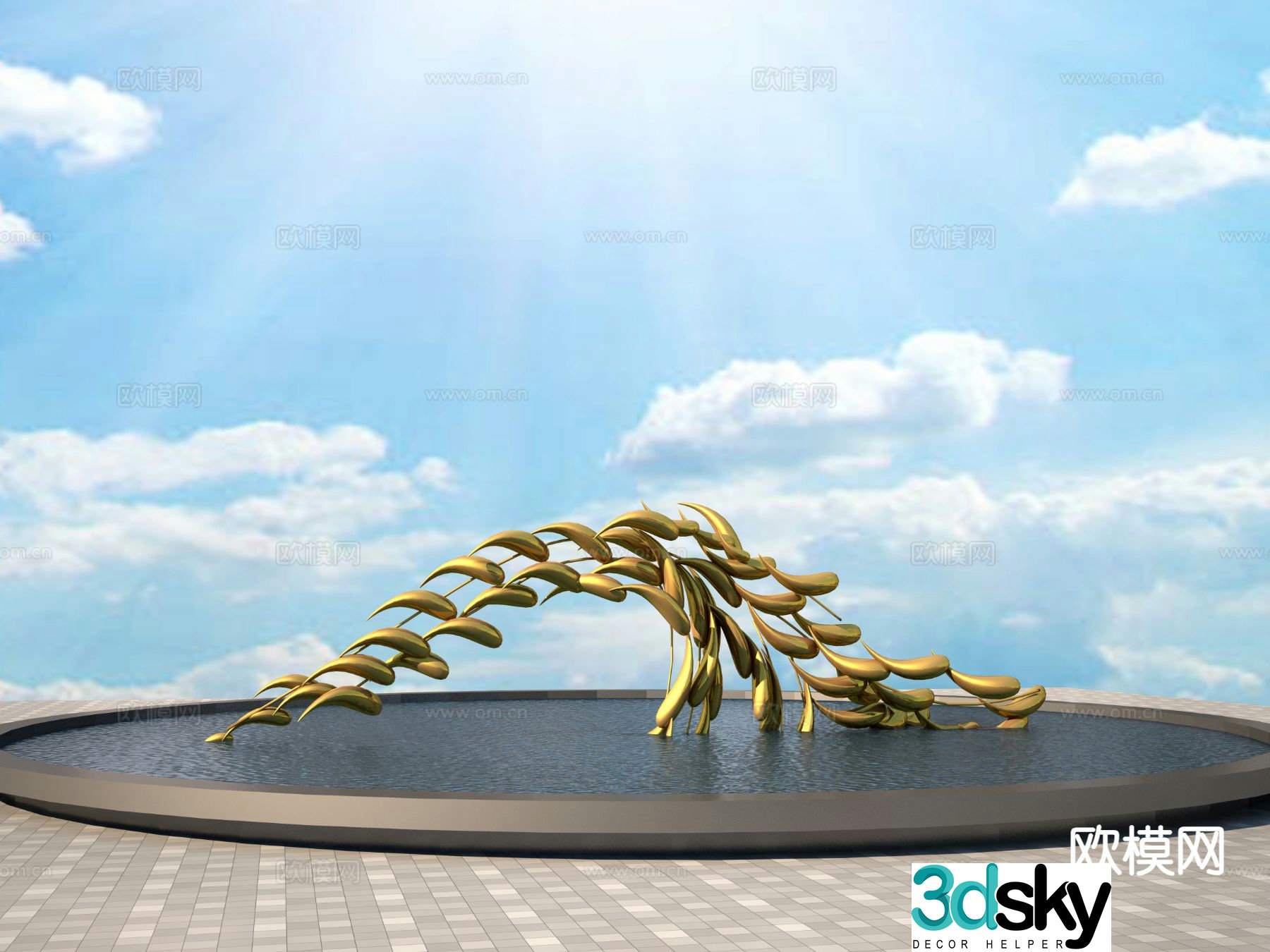 Abstract fish sculpture urban sculpture 3d model